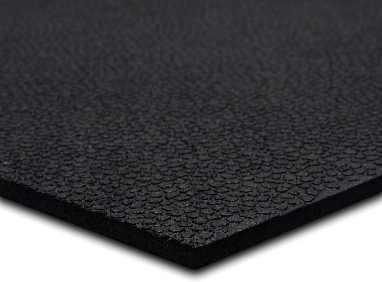 Solid All Purpose Non Skid Rubber Mat Pebble, Black, 3' X 4'