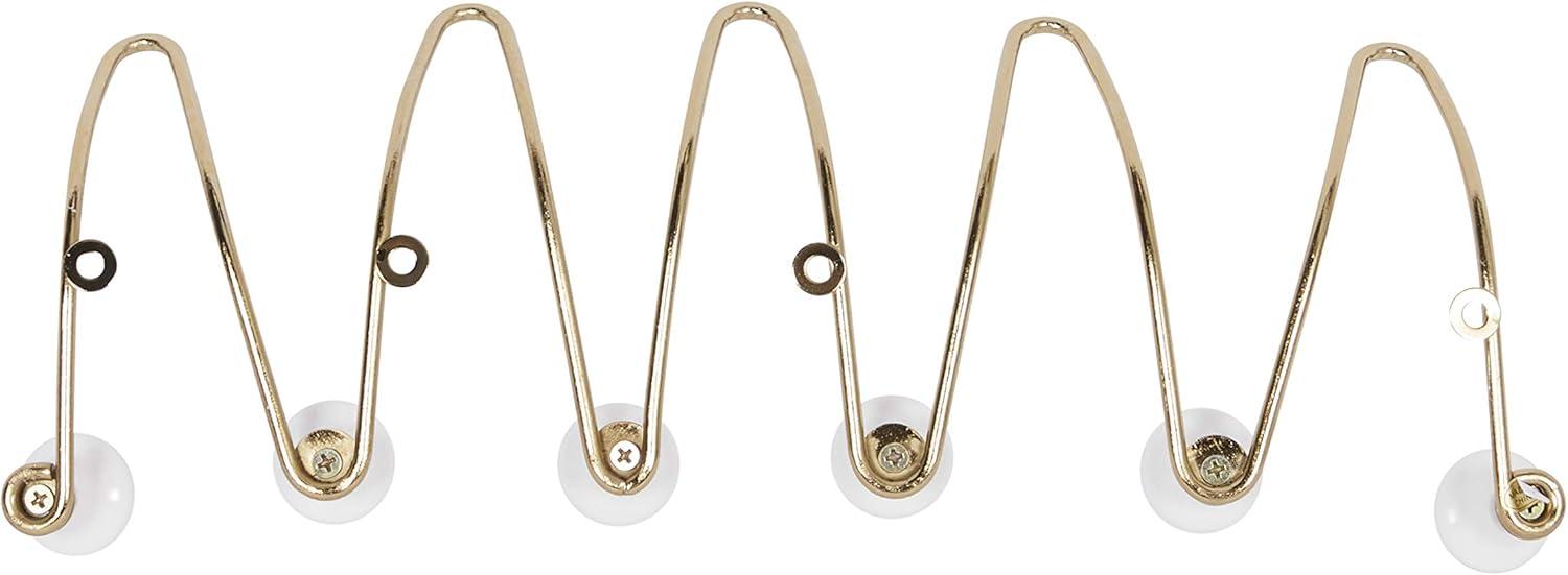 Gold and White Ceramic Metal Wall Hook Set of Four