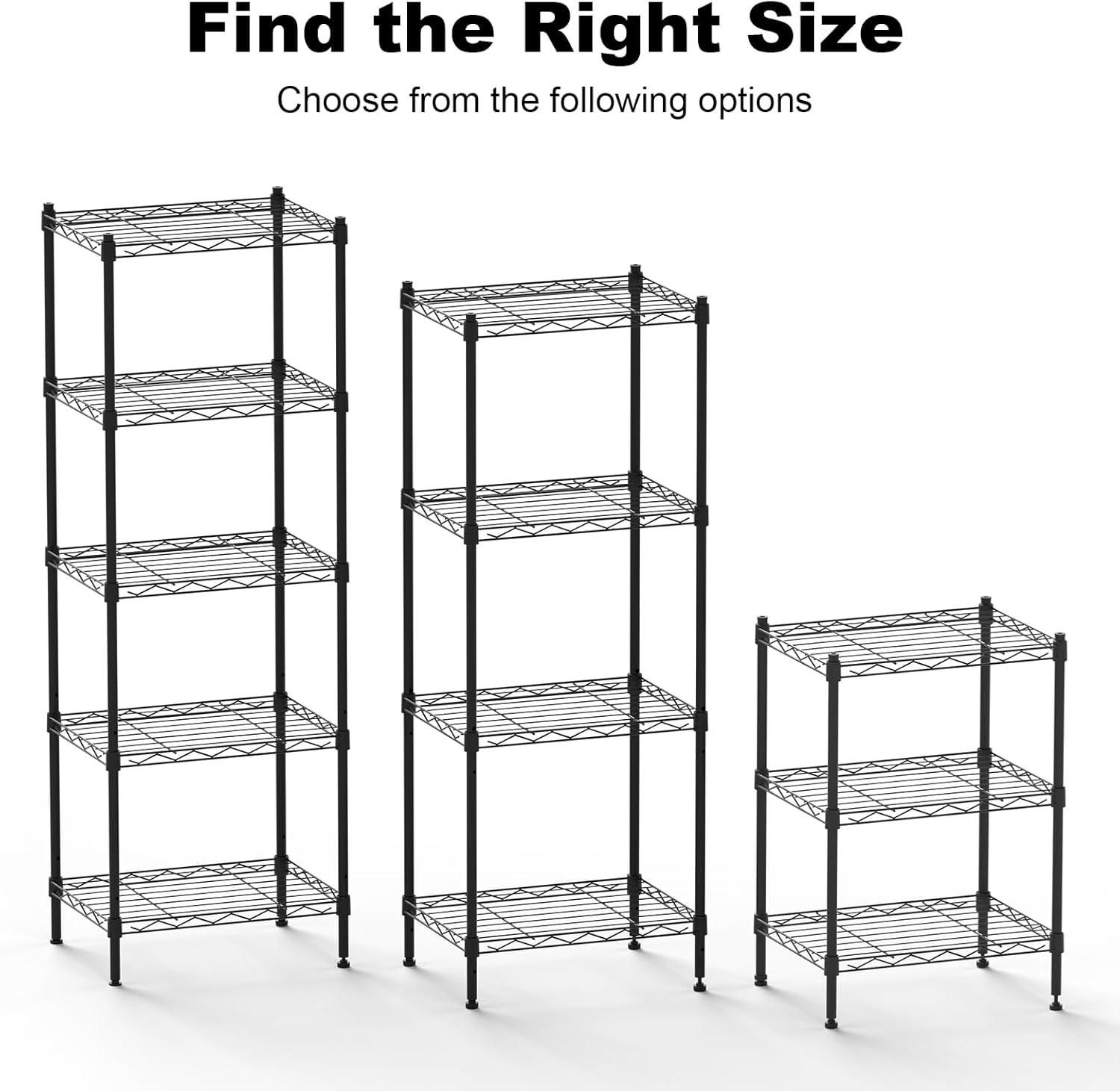 Adjustable Black 3-Tier Industrial Steel Wire Shelving Unit