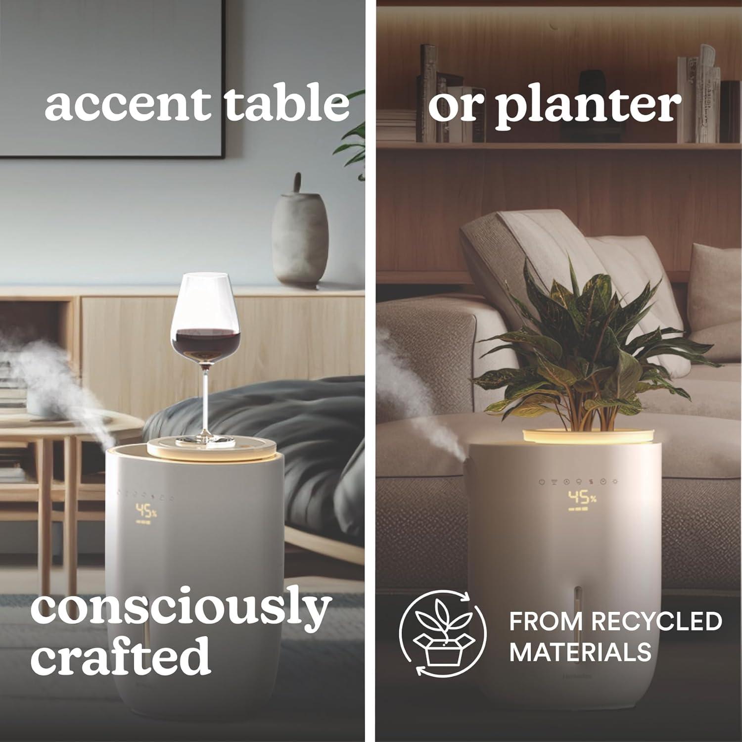 HoMedics Top-Fill Easy to Clean Warm/Cool Mist Ultrasonic Humidifier with Small Planter and Aromatherapy: 1.3 Gal, 60 Hr Run, No Filter