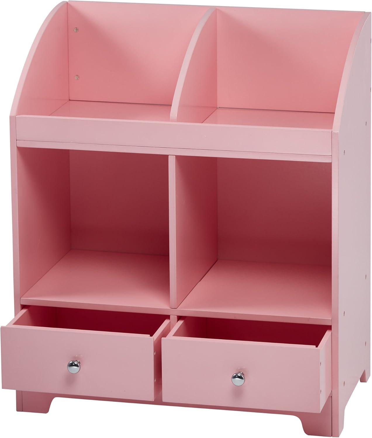 Pink Wooden Stackable Kids Storage Cubby with Drawers