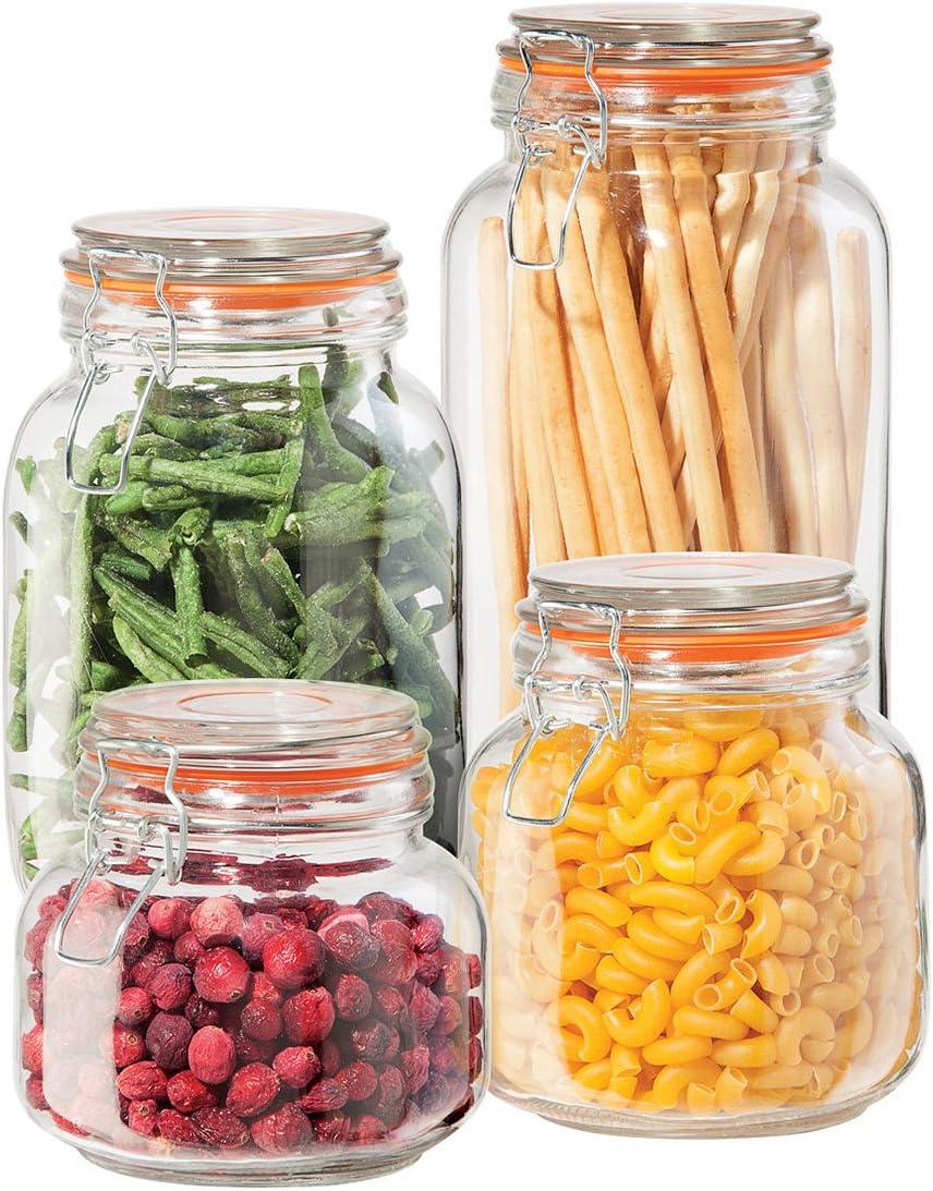 Clear Glass Airtight Canister Set with Clamp Lids, 4-Piece