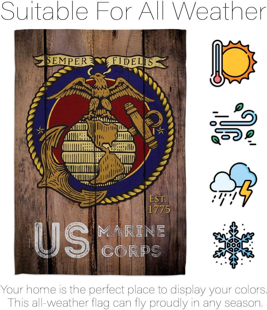 Angeleno Heritage G135083-BO 13 x 18.5 in. US Marine Corps Garden Flag with Armed Forces Double-Sided Decorative Vertical Flags House Decoration Banner Yard Gift