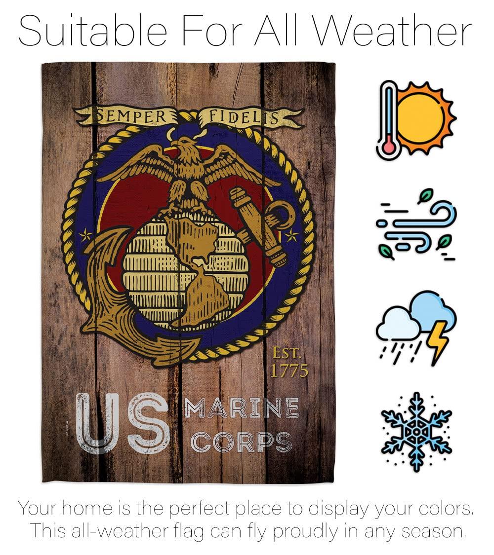 Angeleno Heritage G135083-BO 13 x 18.5 in. US Marine Corps Garden Flag with Armed Forces Double-Sided Decorative Vertical Flags House Decoration Banner Yard Gift