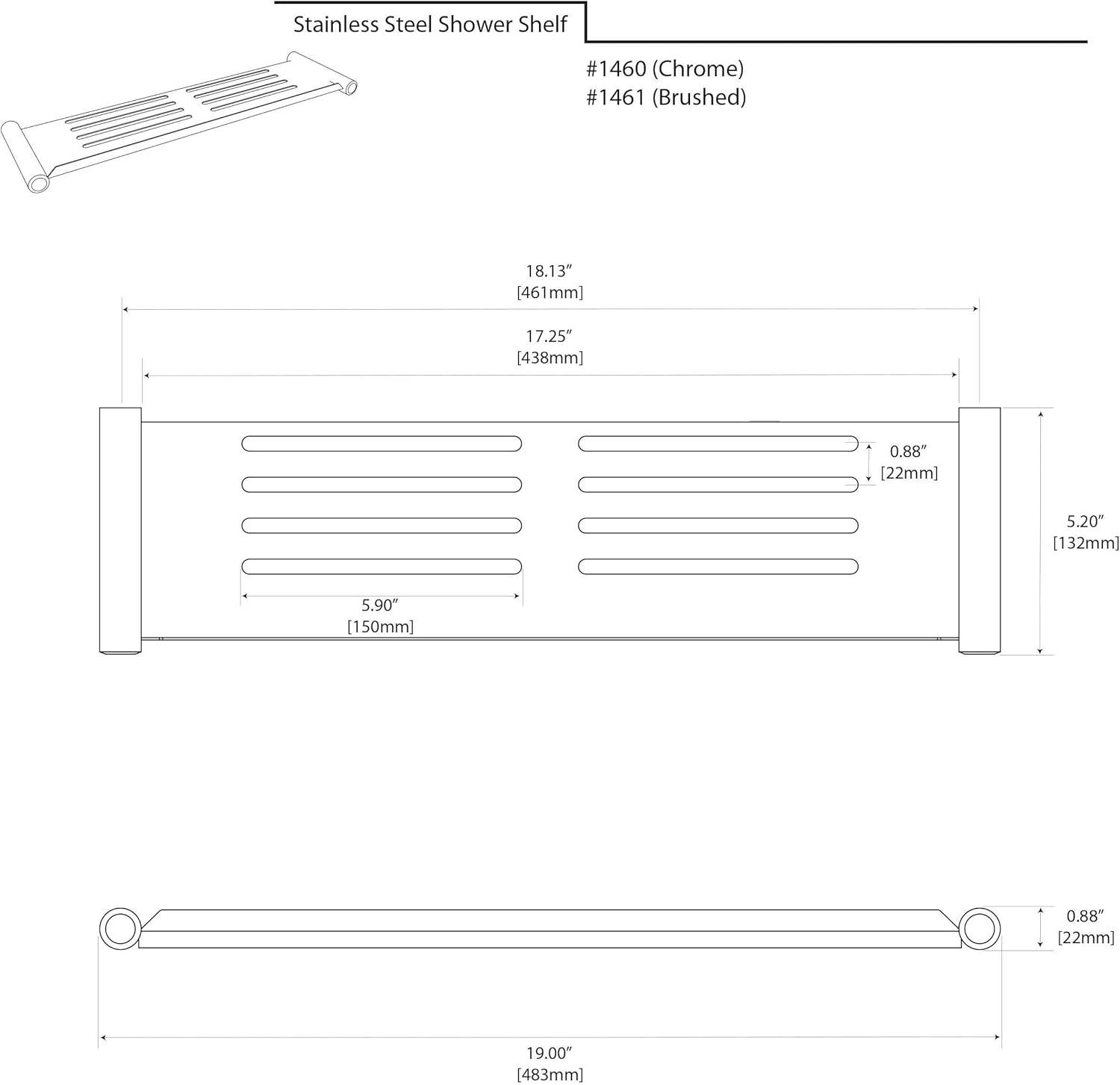 Elegant Wall Mounted Stainless Steel Shower Shelf