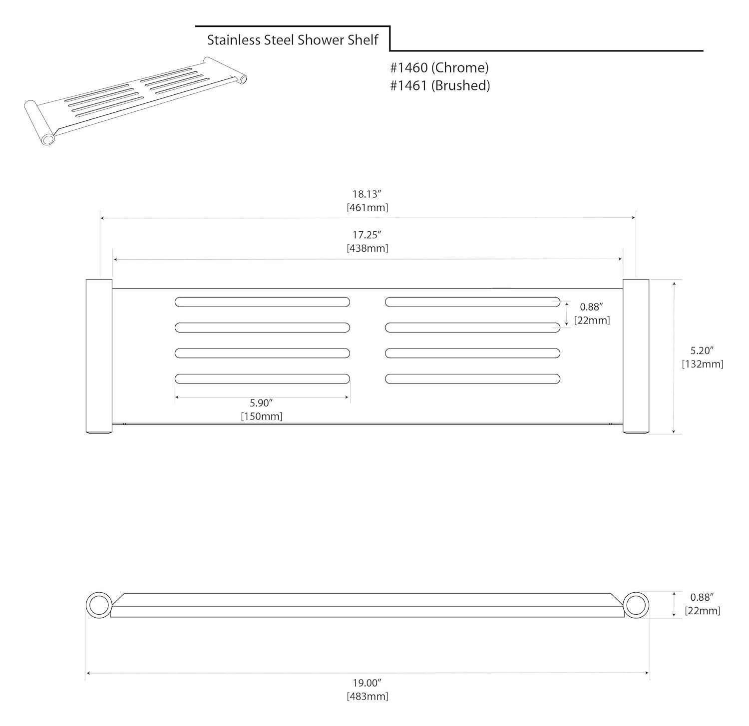 Elegant Wall Mounted Stainless Steel Shower Shelf