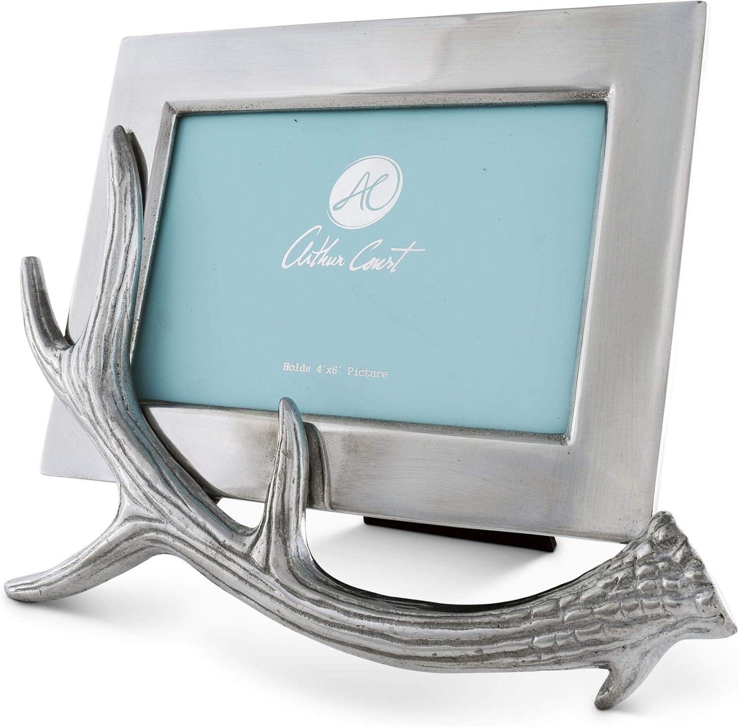 Arthur Court Designs Antler Silver Metal Embossed Picture Frame