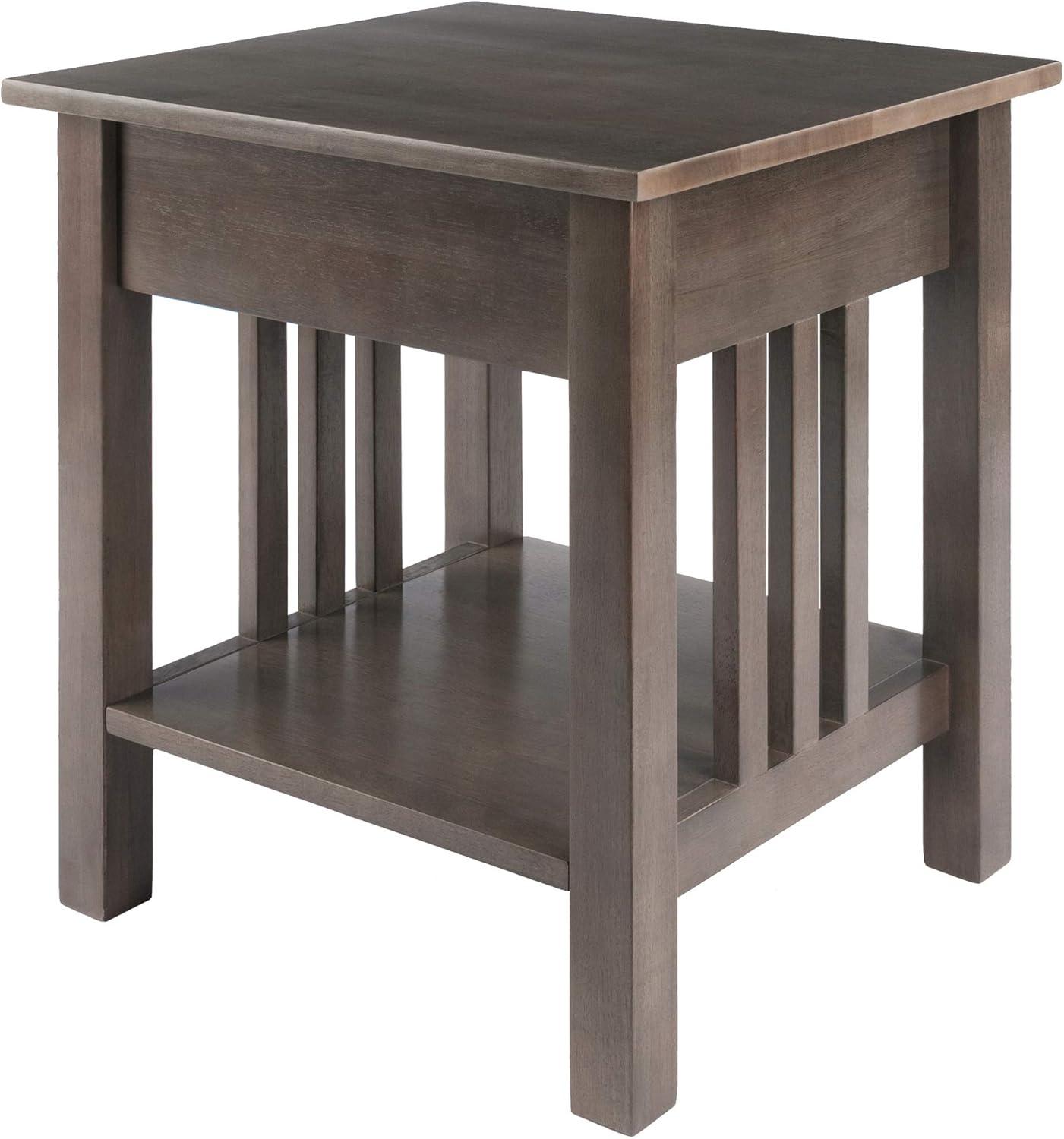 Stafford End Table Oyster Gray - Winsome: Wood Composite Accent Table with Shelf, Drawer for Storage