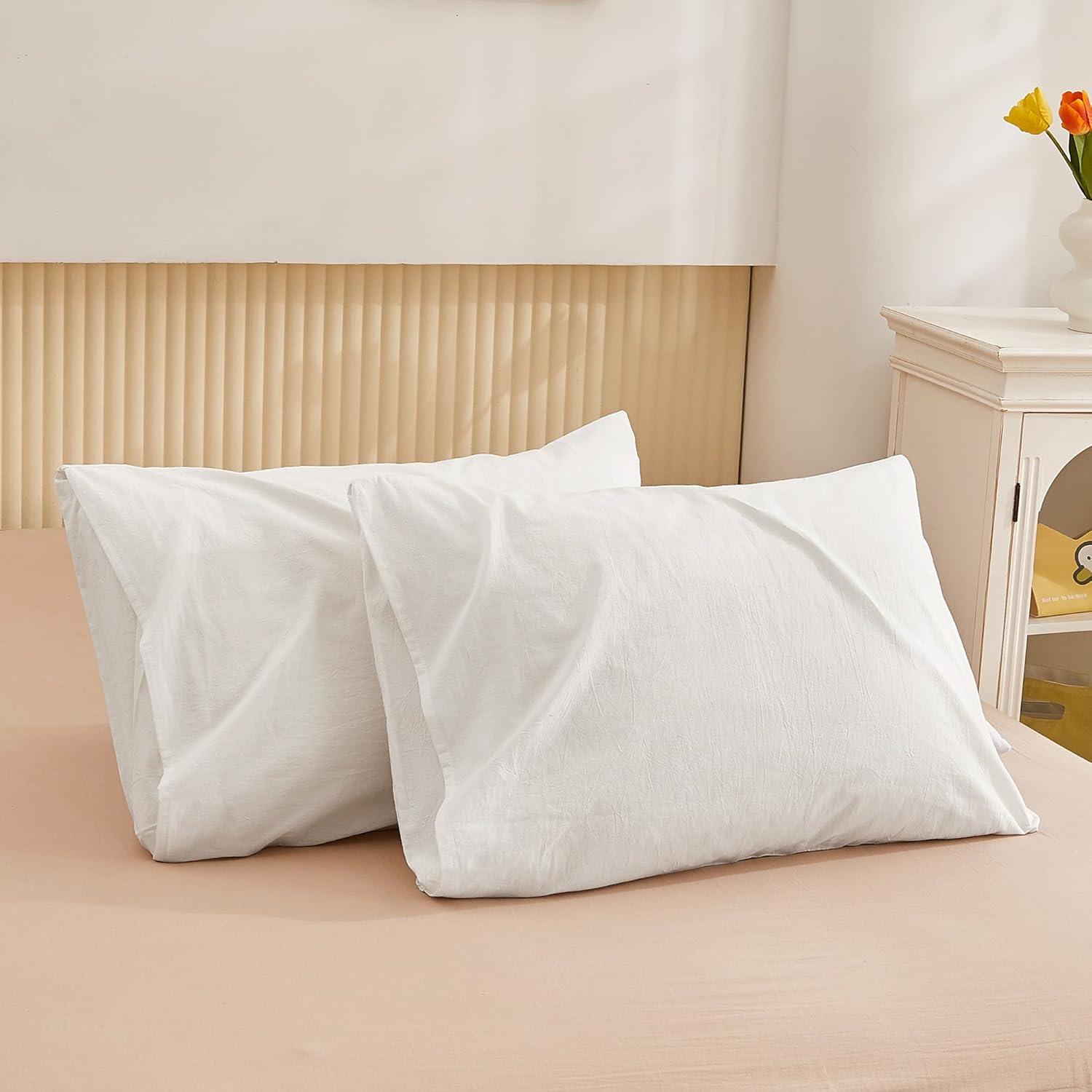 Queen Size Pillow Cases Set of 2 - White Queen Pillowcase 2 Pack with Envelope Closure, Soft Brushed Microfiber Bed Pillow Case Cover, 20x30 inches White Queen (20" x 30")
