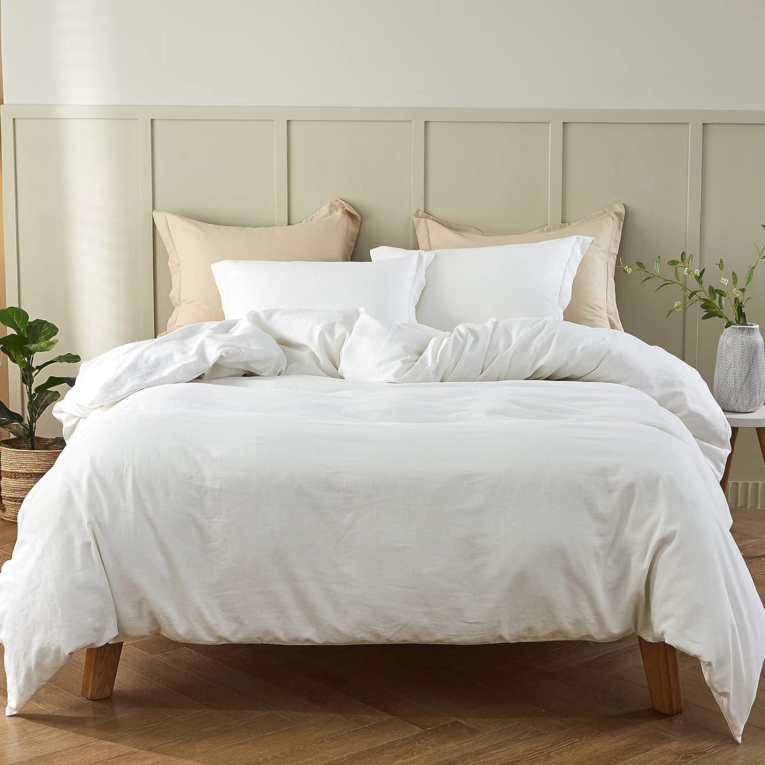 Full/Queen Natural Flax Cotton Blend Duvet Cover Set