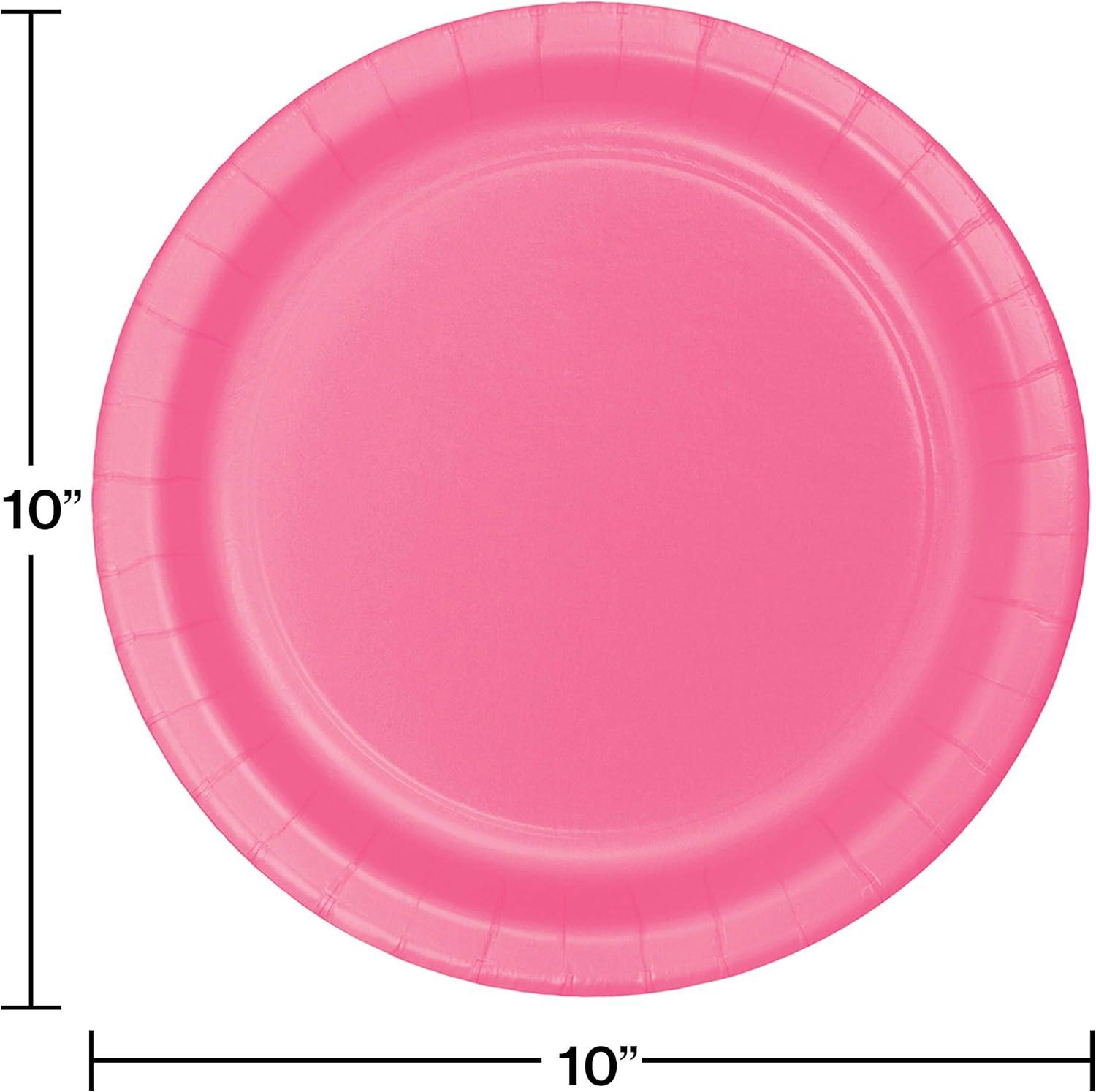 Candy Pink Heavyweight Paper Banquet Plates, 10.25 Inches, 24-Count