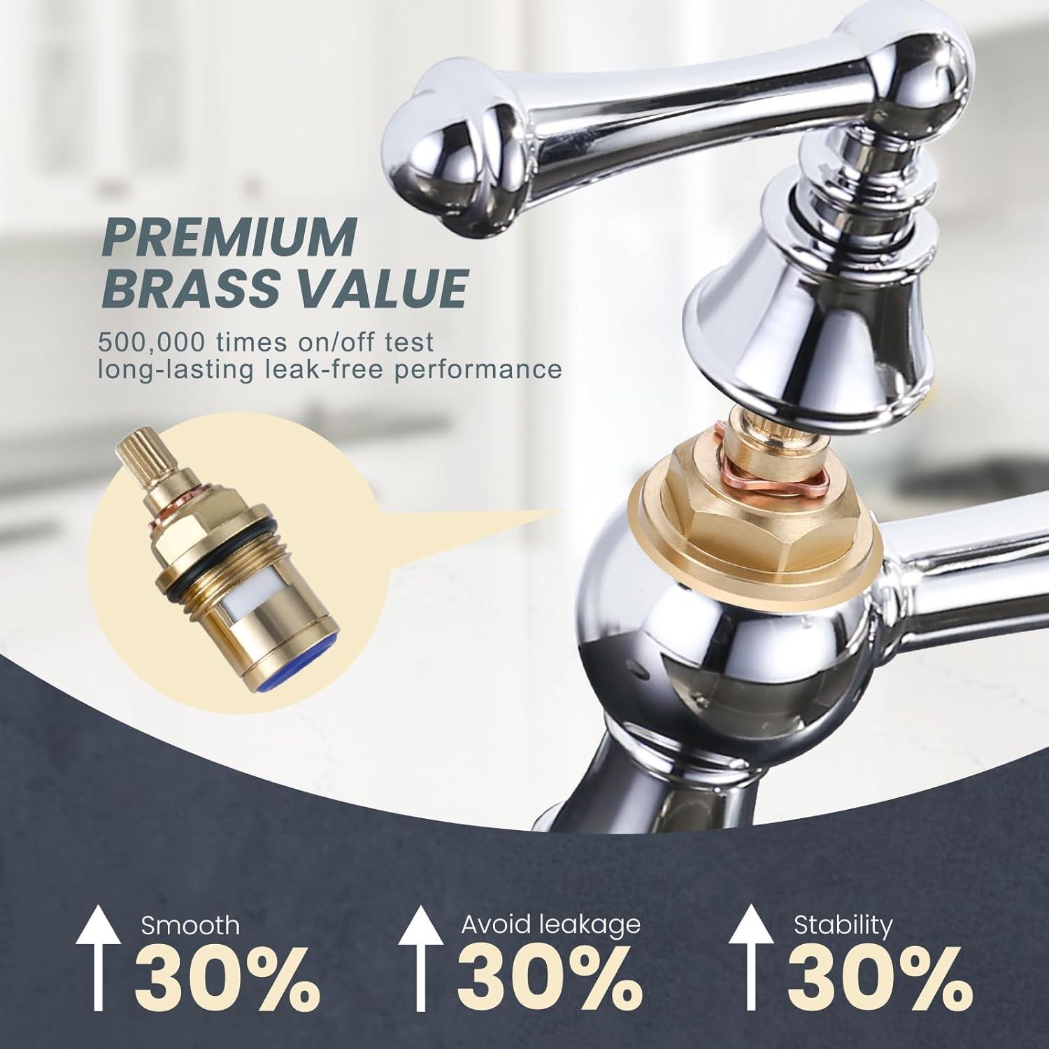 Polished Chrome Bridge Faucet with Side Sprayer