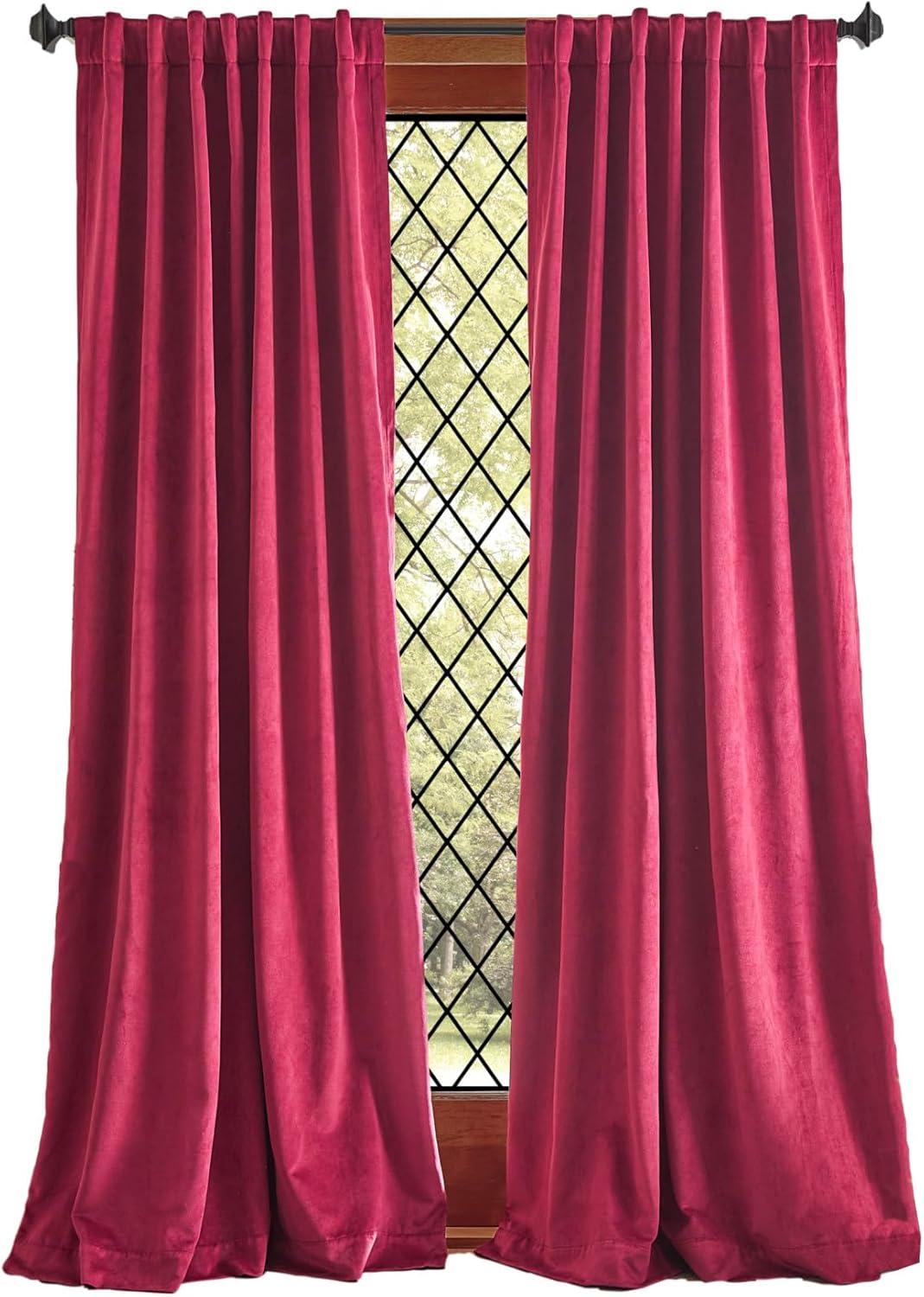 Pomegranate Velvet Blackout Rod Pocket Curtain Panels, 84"