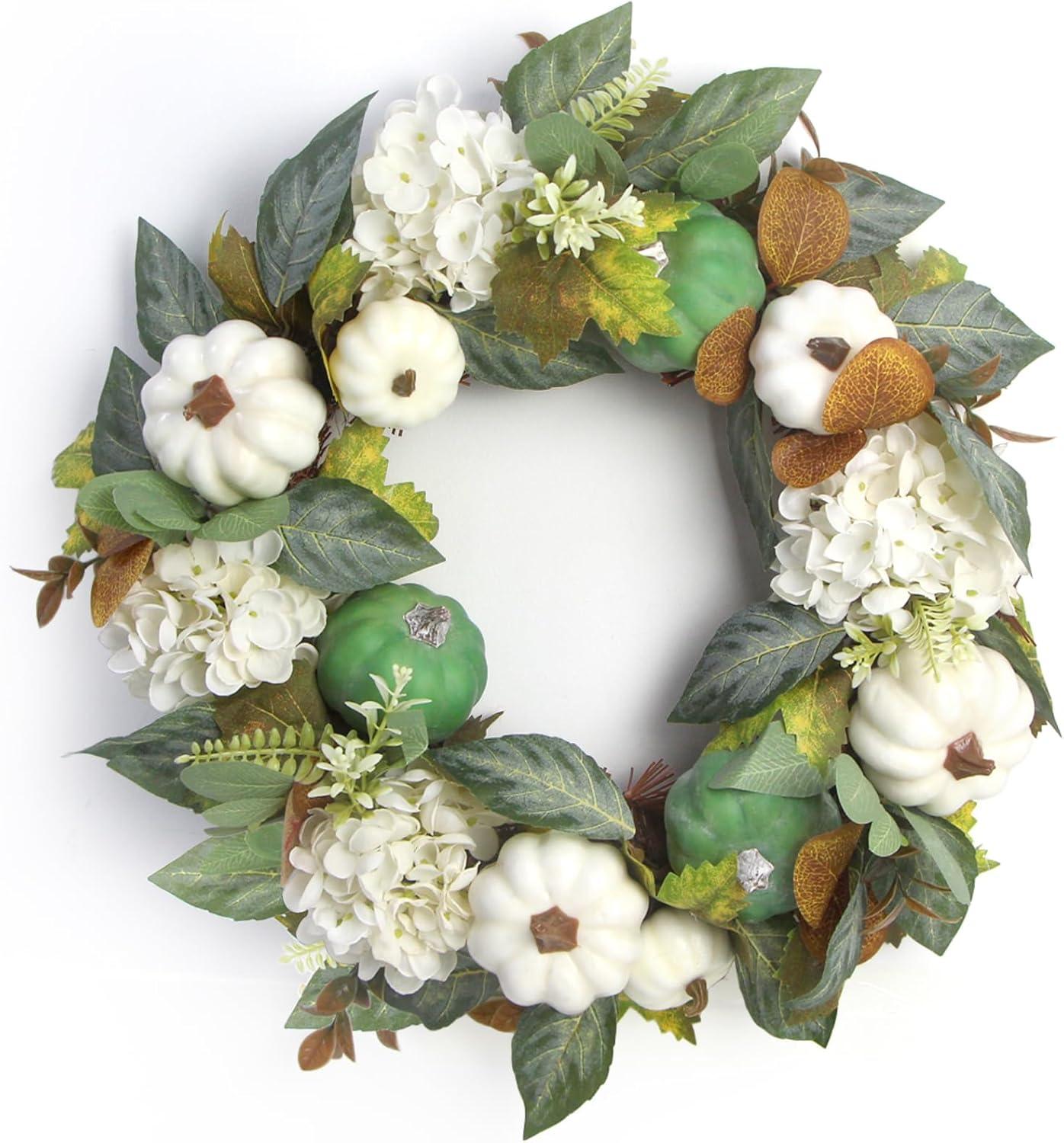 Fall Wreath 20’’ Autumn Front Door Wreath Harvest Wreath with Sunflower Pumpkins Berries Maple Leaves Daisies for Outside Indoor Home Wall Festival Thanksgiving Autumn Farmhouse Decor