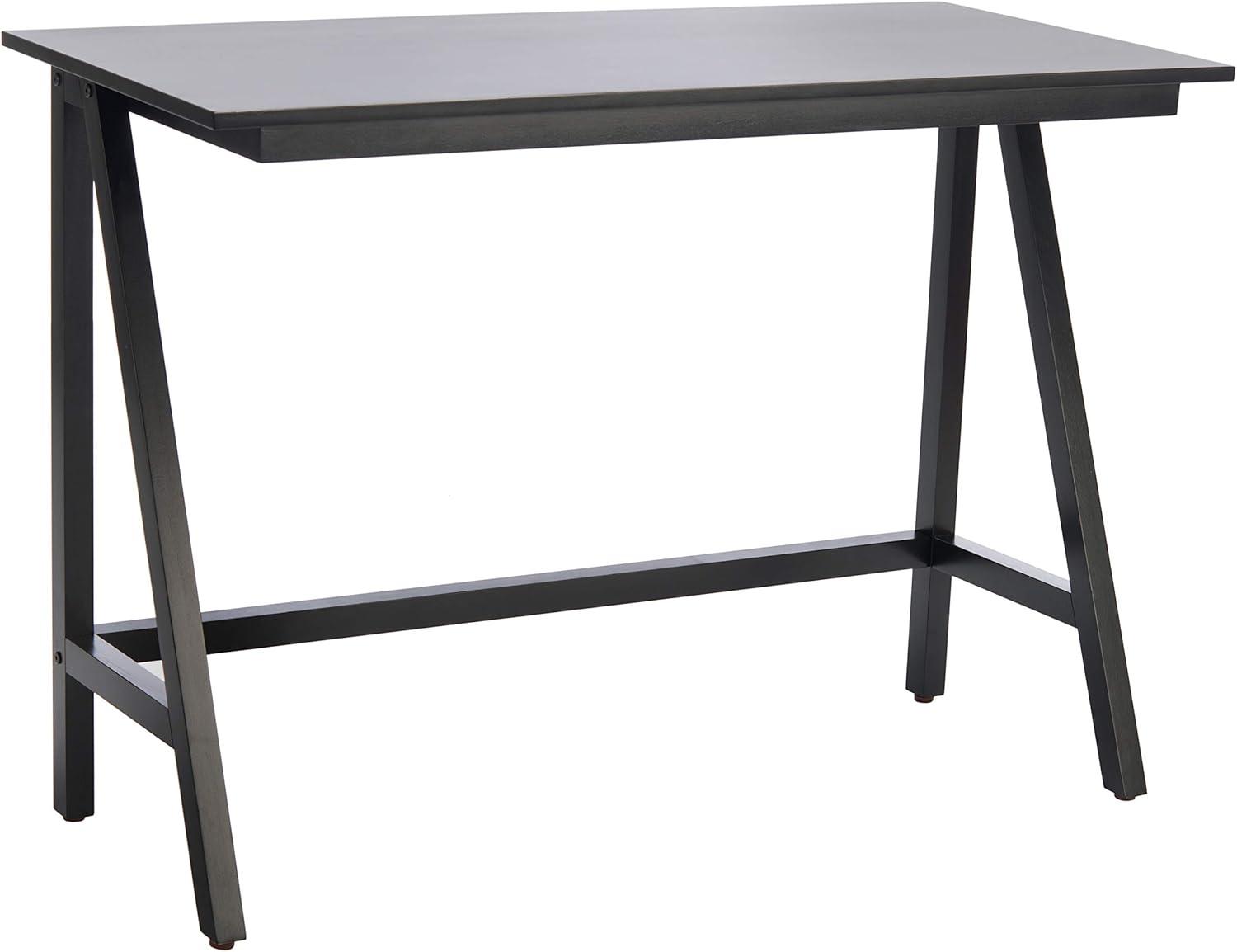 Asymmetrical Black Mahogany Writing Desk with Drawer