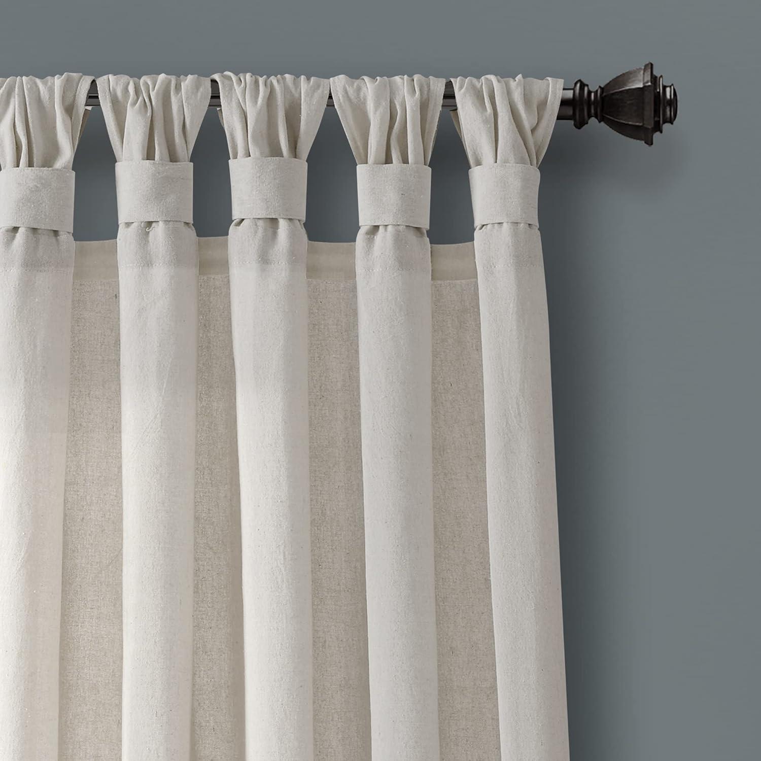 Lush Decor Burlap Knotted Tab Top Semi Sheer Curtain Pair (Set of 2)