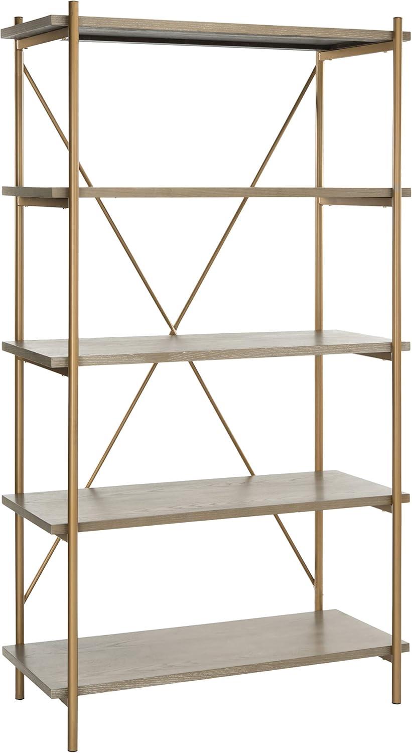 Rigby 5-Tier Etagere - Rustic Oak/Gold - Safavieh.