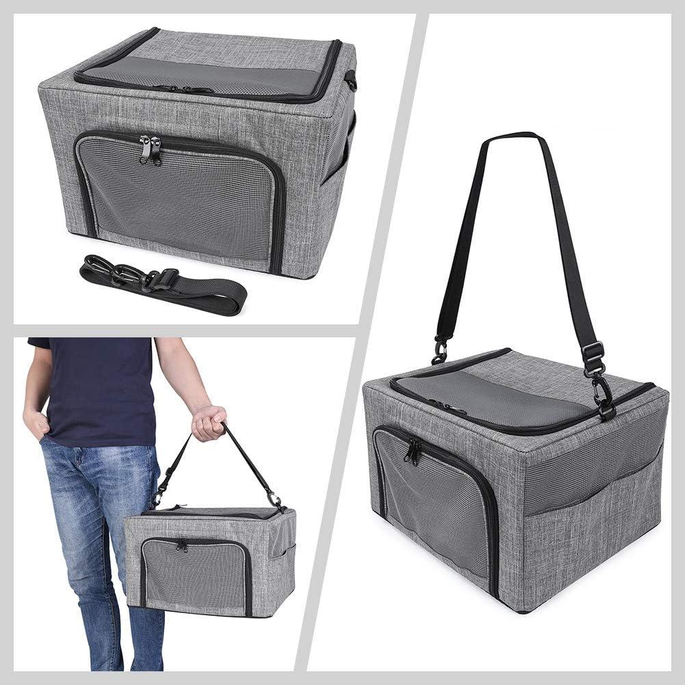 Gray Collapsible Dog Car Seat Carrier with Metal Frame