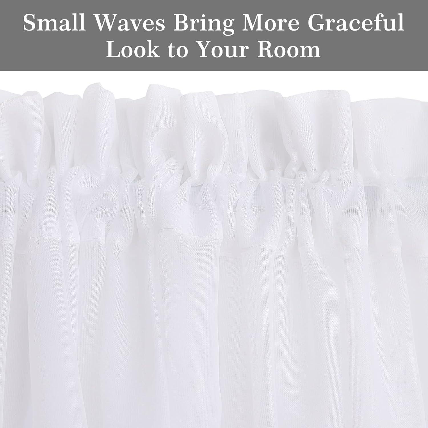 Rose Home Fashion Voile French Door Curtains Set of 2 Panels, Sidelight Curtains for Front Door with Tieback, Privacy Sheer Doorway Light Filtering Panels, White, W40 x L72