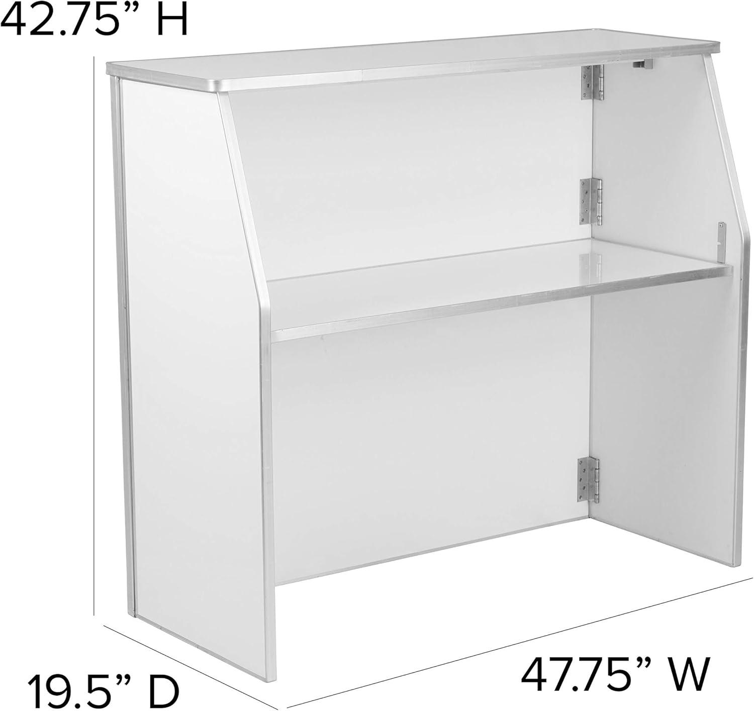 White Aluminum Portable Patio Bar with Laminate Shelving