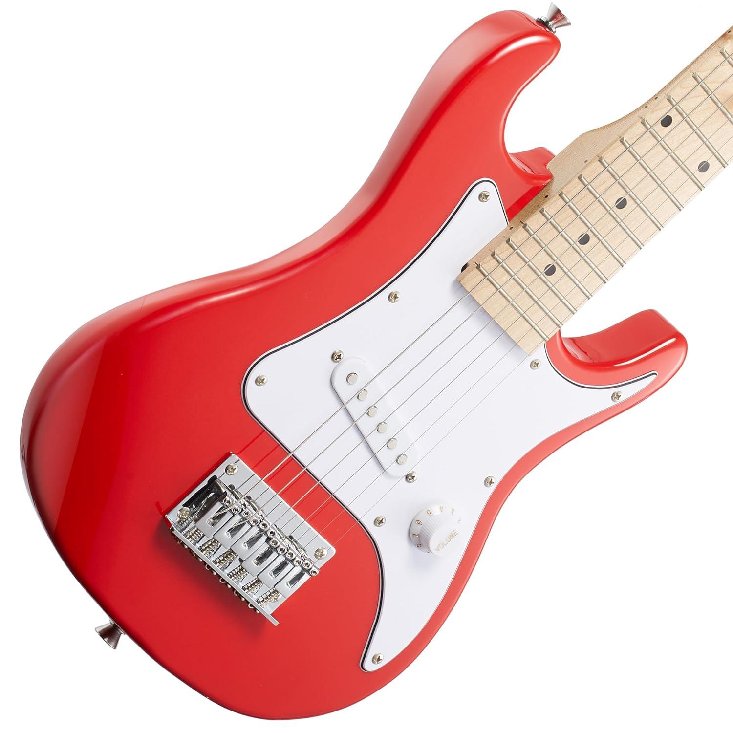 Ashthorpe 30-Inch Beginner Electric Guitar with Amplifier - Red, Kids Basic Starter Kit with Gig Bag and Accessories