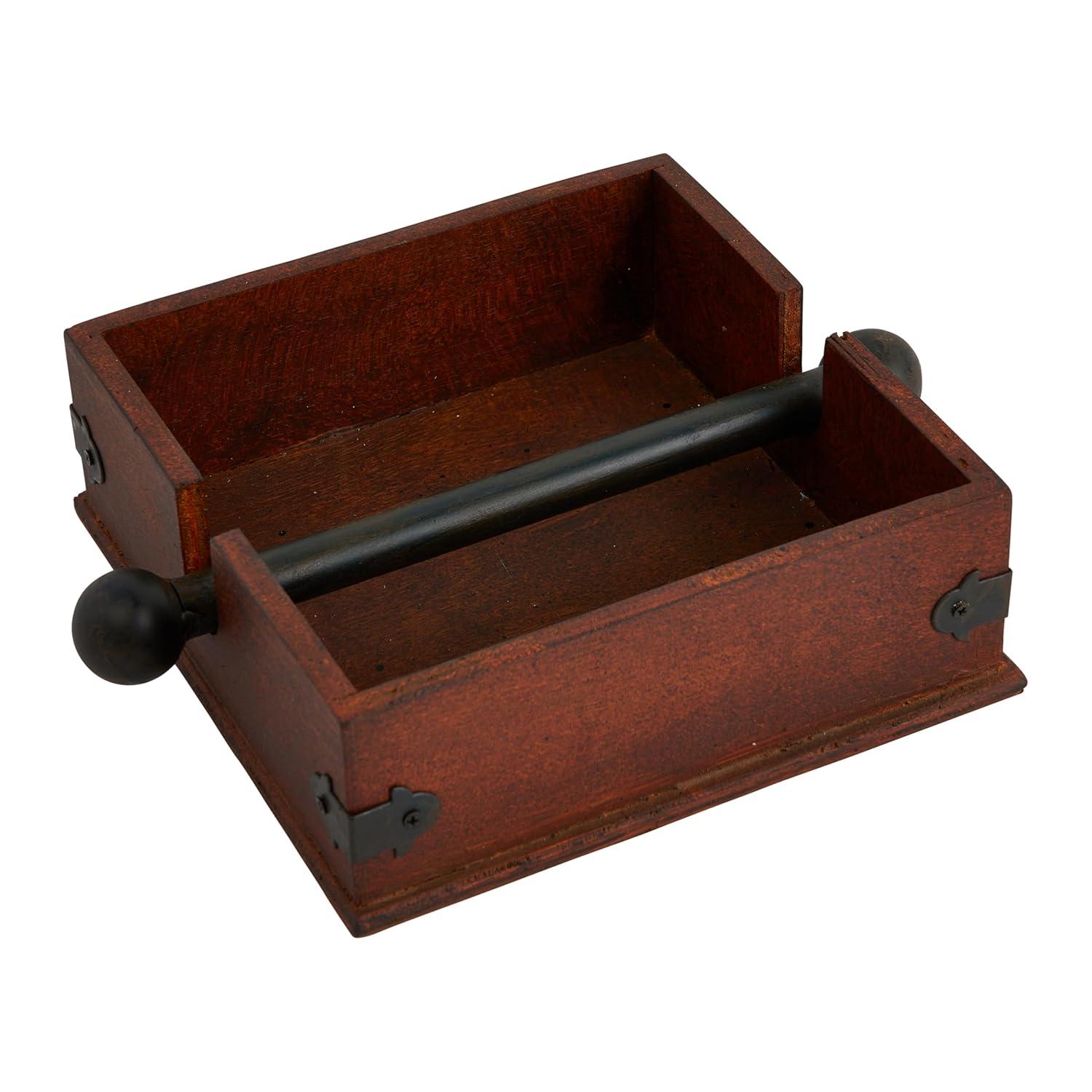 Storied Home Square Wood & Metal Dinner Napkin Holder: Freestanding, Spot Clean, Kitchen Accessory