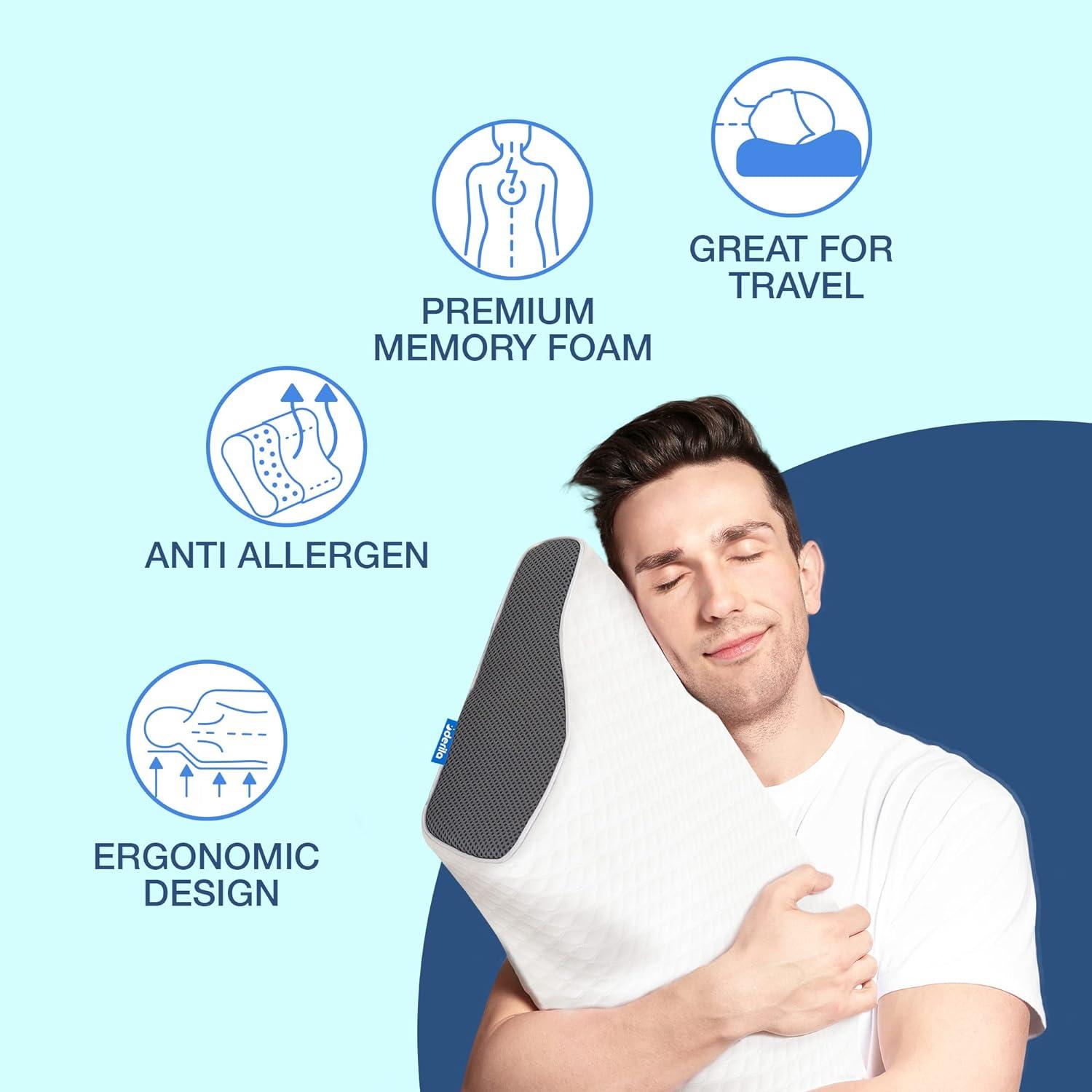 Derila® | Cervical Memory Foam Bed Pillow Standard | Neck, Shoulder Pain Relief | Improves Sleeping