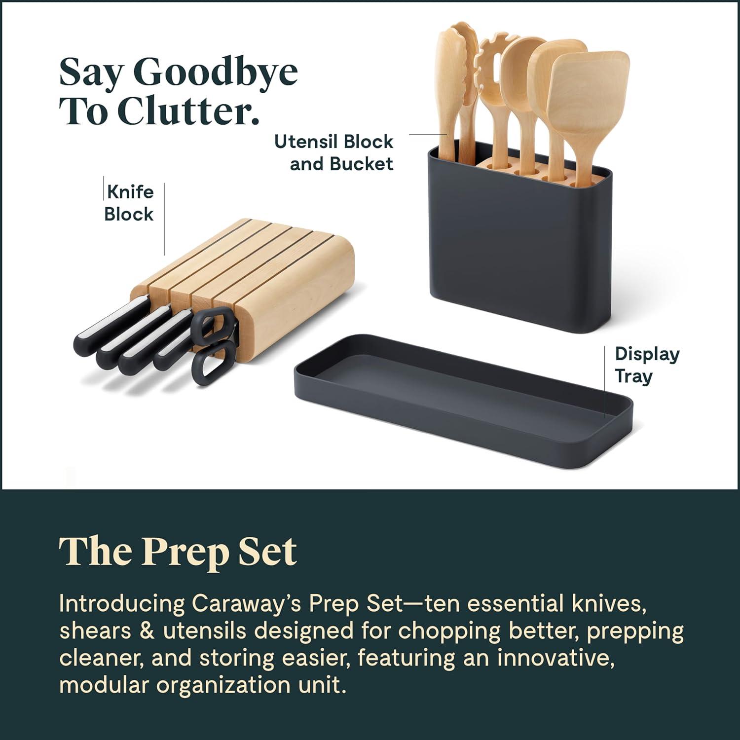 Scandinavian Matte Black and Light Wood 14-Piece Prep Set