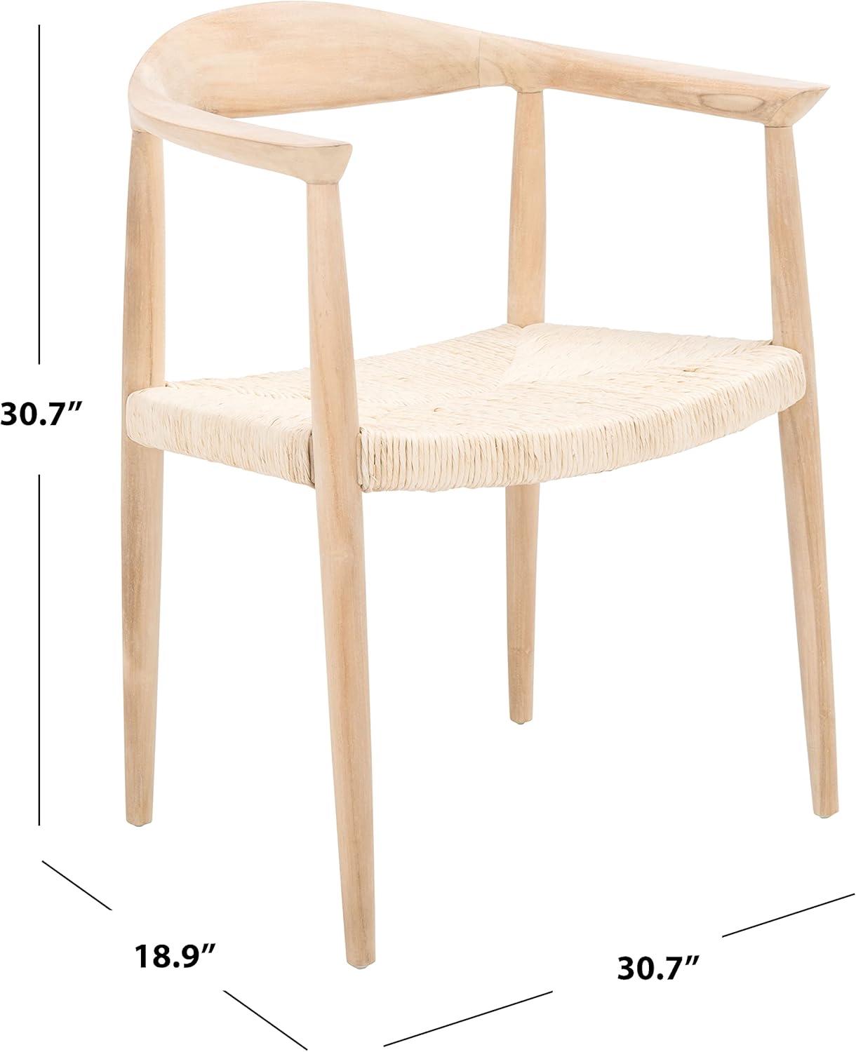 SAFAVIEH Volta Foc Twist Accent Chairs, Unfinished Natural Teak/Natural Foc Twist (24.8 in. W x 18.9 in. D x 30.7 in. H)