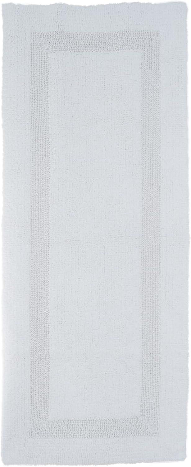 White Cotton Reversible Long Bath Rug