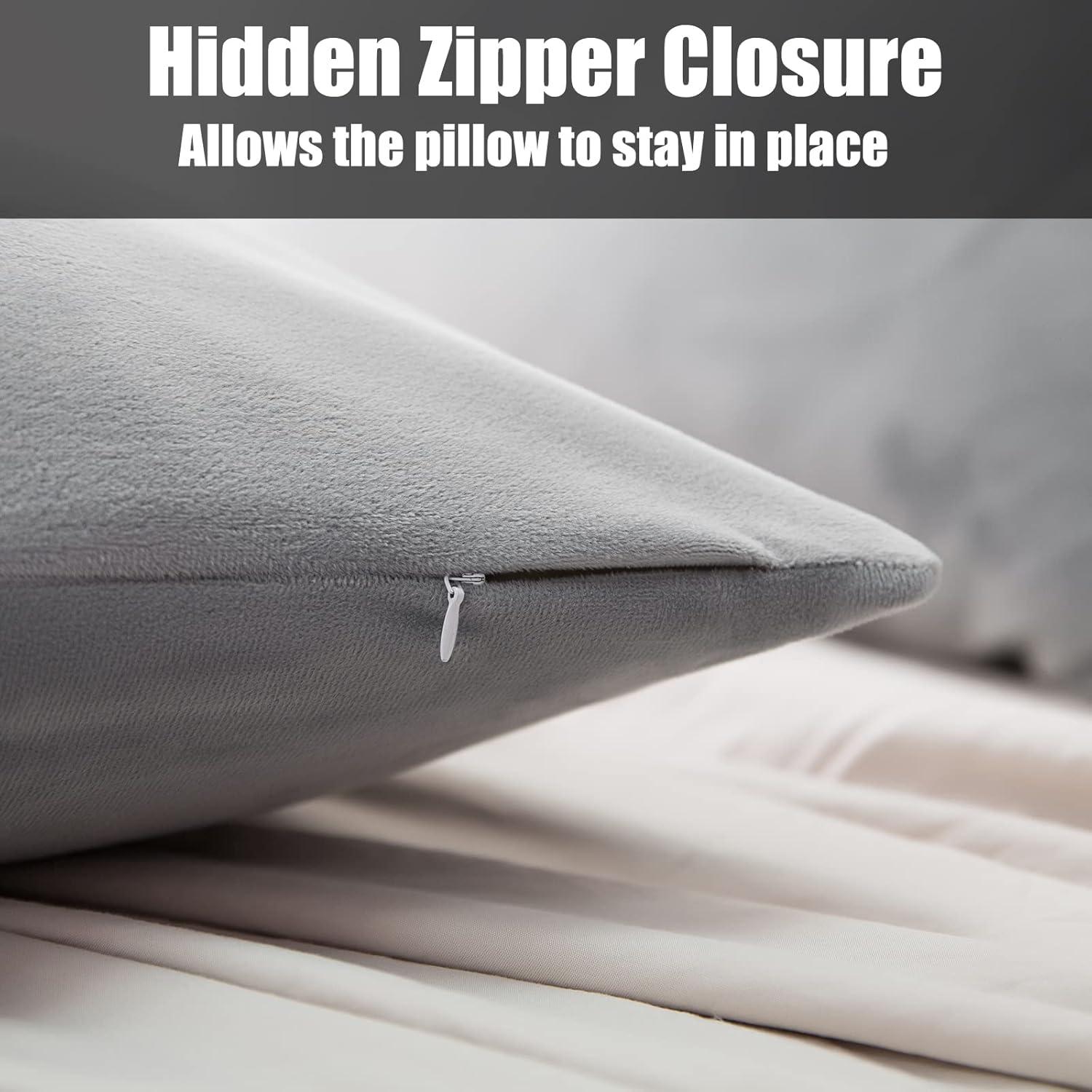 NTBAY Zippered Pillowcases, Luxury Velvet Flannel Pillow Cases, Super Soft - NTBAY (Set of 2)