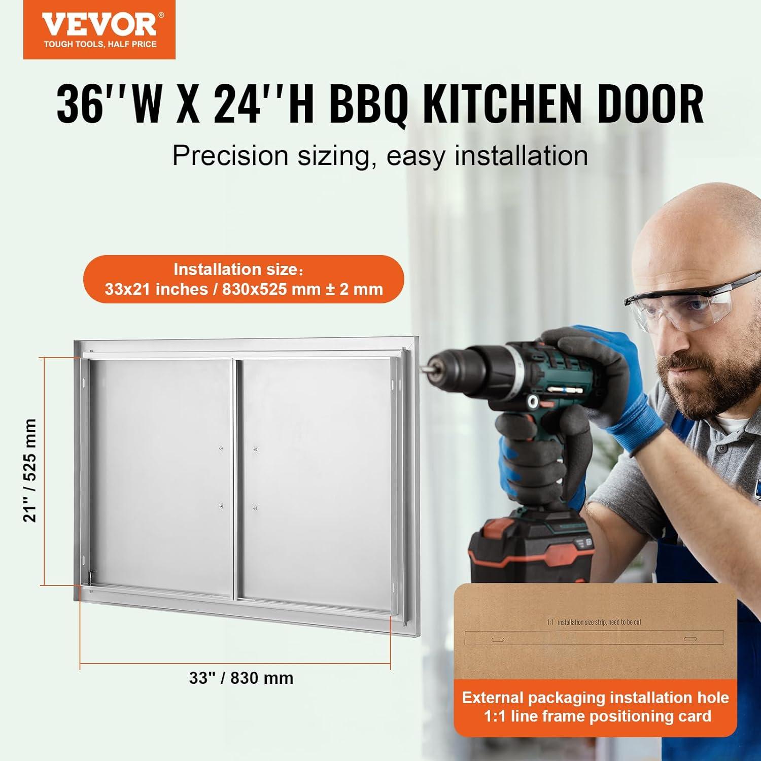 VEVOR 36x24 Inch BBQ Island Access Door Outdoor Kitchen Door Stainless Steel