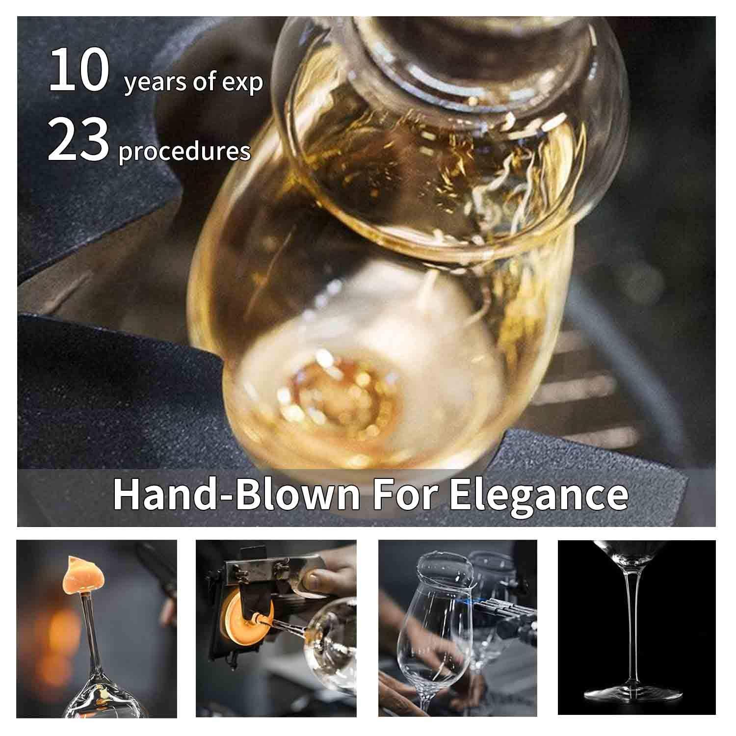 Set Of 4-21 Ounce Hand Blown Italian Style Crystal Burgundy Wine Glasses - Lead-Free Premium Crystal Clear Glass - Gift-Box For Any Occasion