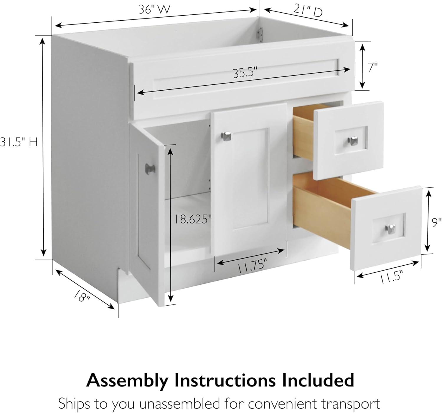 Design House Brookings 36 Inch Bathroom Vanity, Ready to Assemble, Solid Wood, Sherwin Williams – Design House, 587097