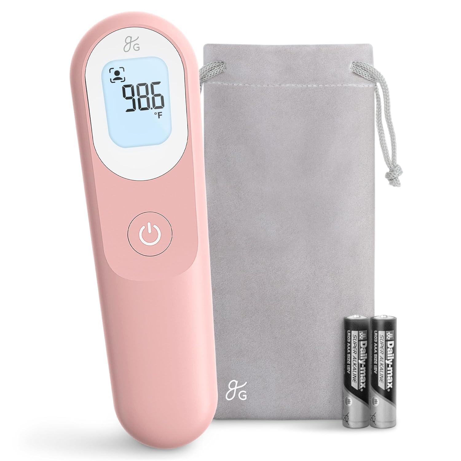 Greater Goods Digital Infrared Forehead Thermometer, Kids and Adults w Backlit Display, Blush Pink