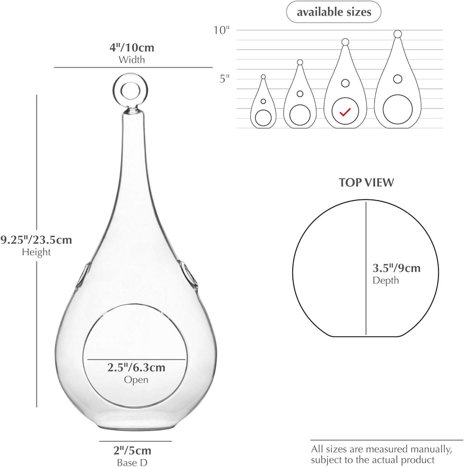 WGV Clear Tear Drop Hanging Glass Terrarium / Candle Holder - 4" Wide x 9.5" Height, Good quality Terrarium - 1 Pc
