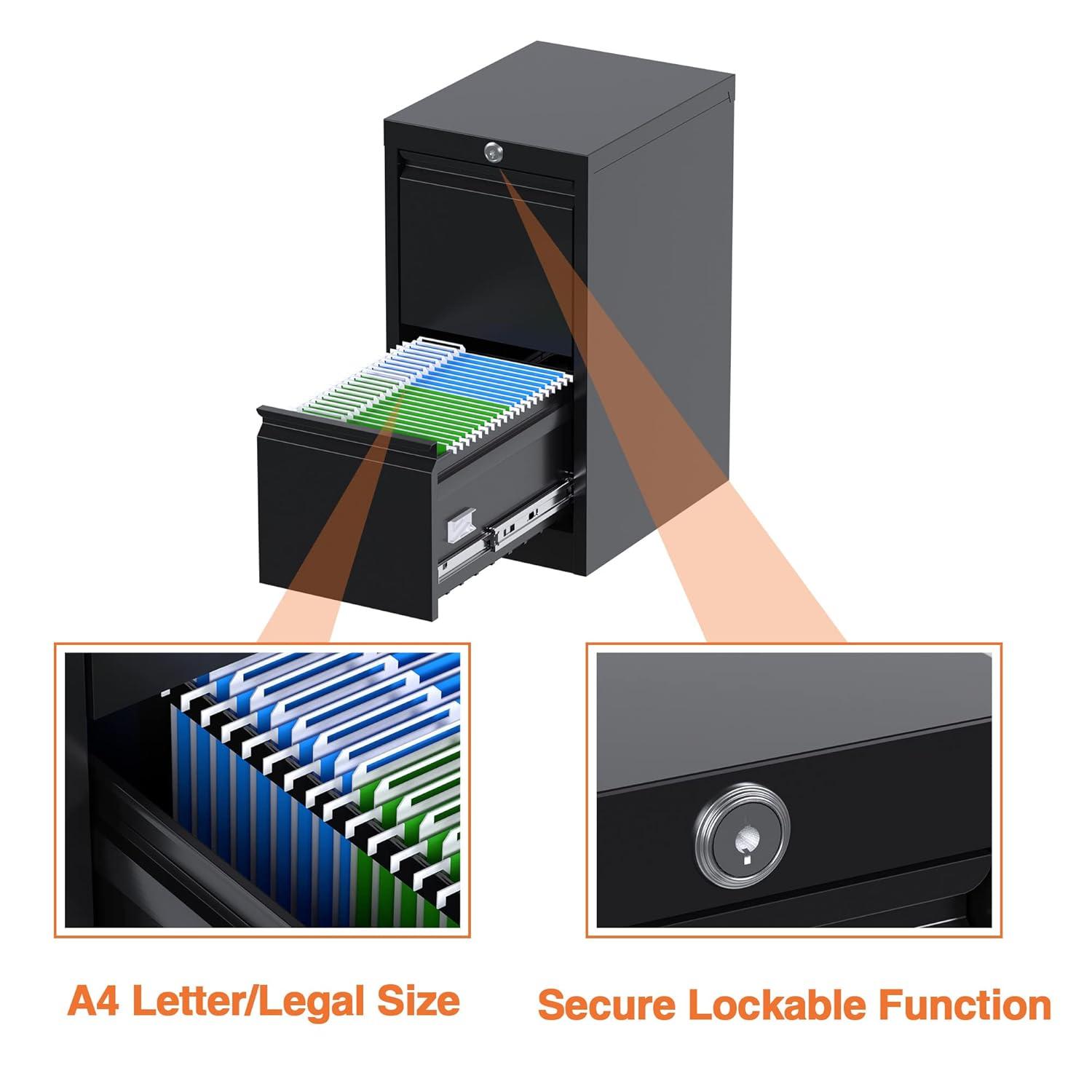 2 Drawer File Cabinet With Lock