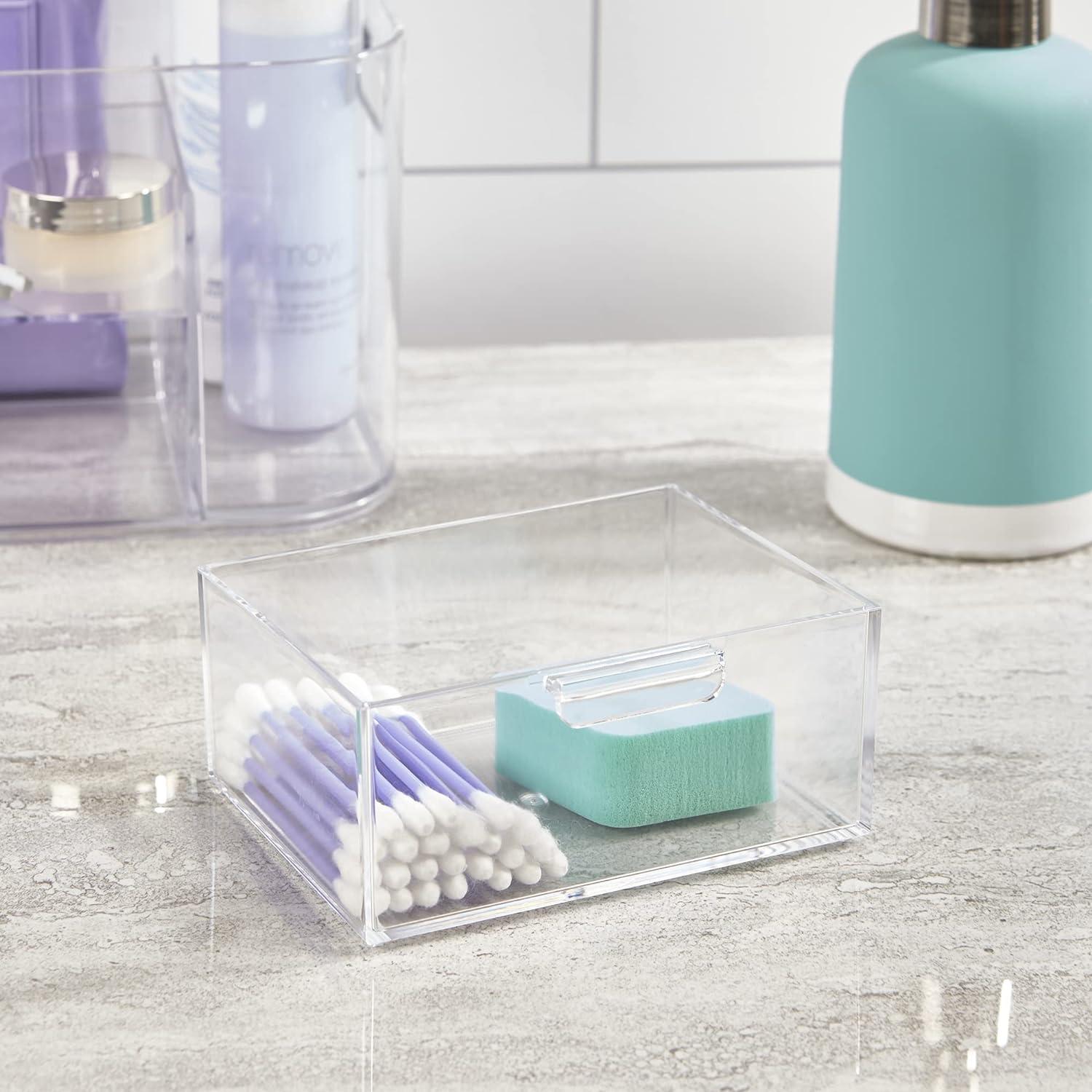 Clear Plastic Makeup Organizer with Drawer and Compartments