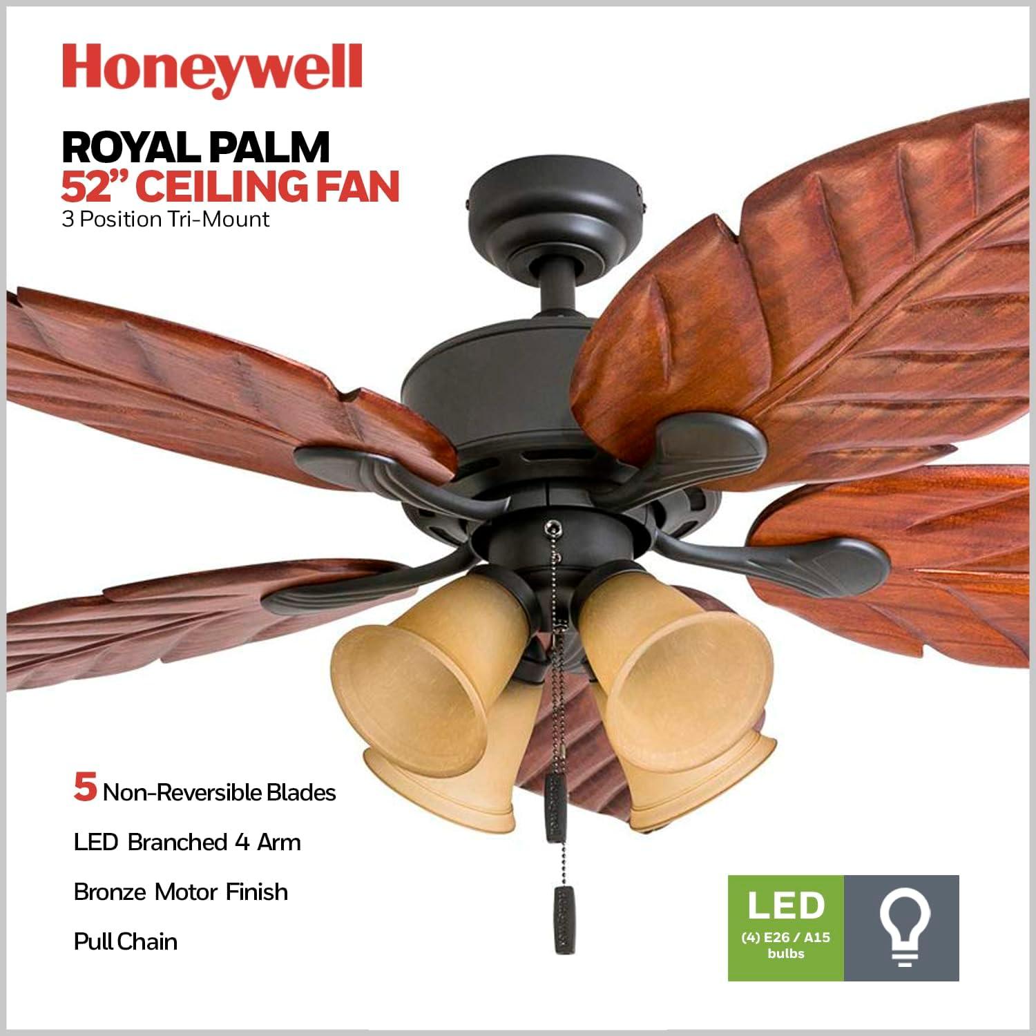 Honeywell 52" Royal Palm Tropical 5 Blade Ceiling Fan