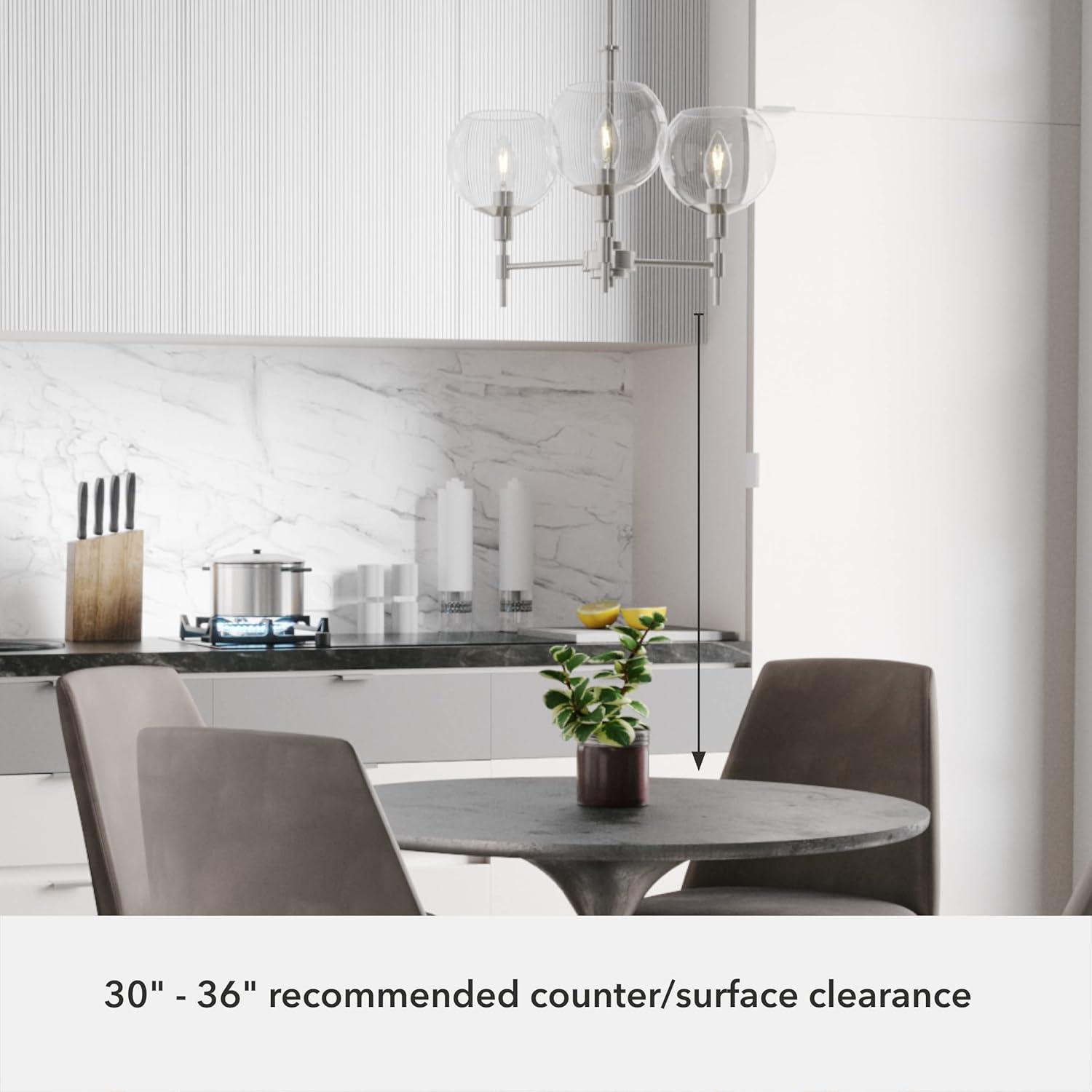 Hunter - Xidane 3-light Brushed Nickel, Medium Size Chandelier, Dimmable, Mid Century Modern Style, Candle Shaped, for Bedrooms, Kitchens, Dining, Living Rooms - 19740