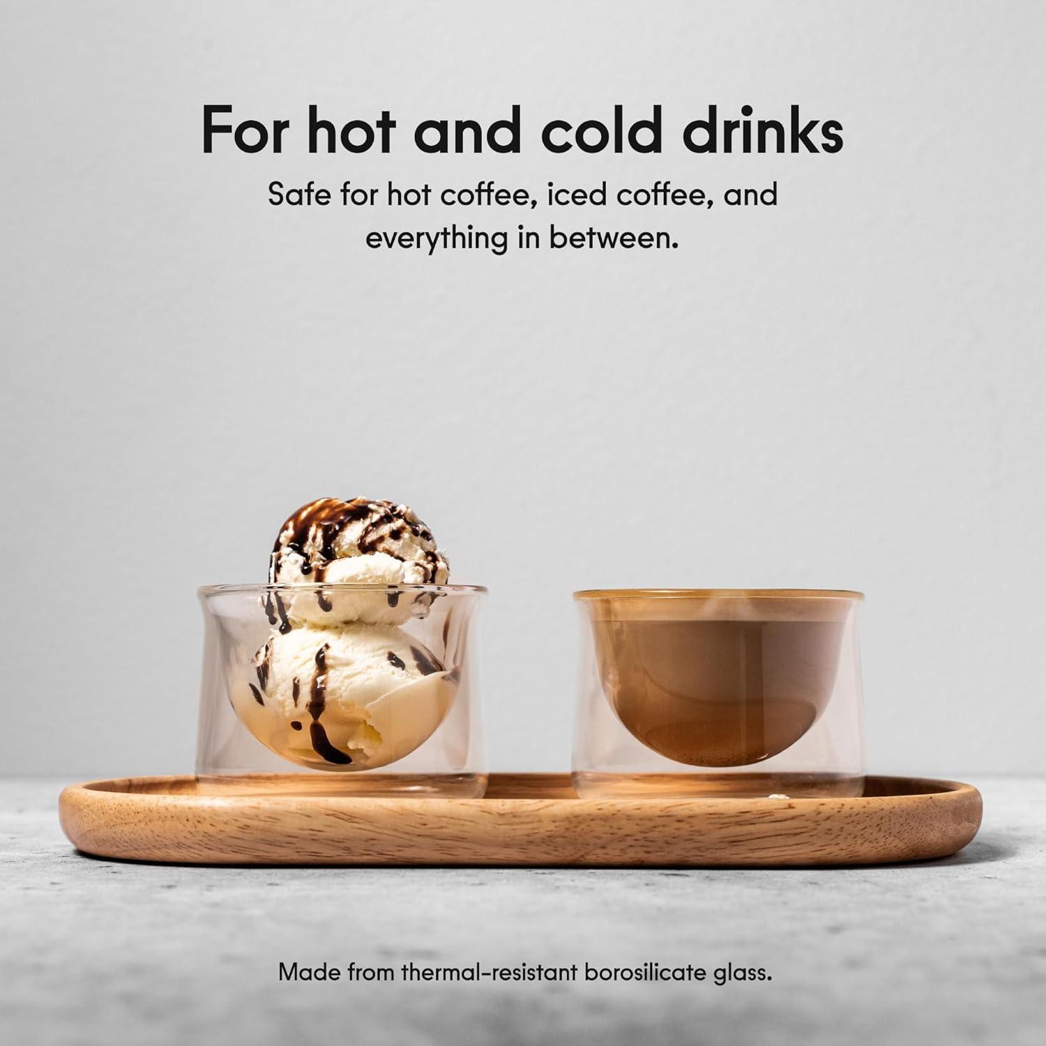 FLUR Latte Glass (Set of 2): For Lattes and Milk Drinks - Makes Latte Art Easier - Double-Walled Borosilicate Glass - Handmade - 7oz (Teal)