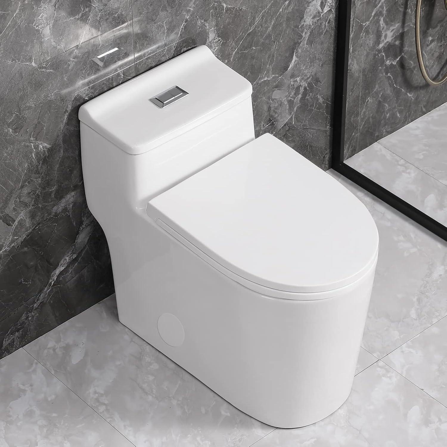 SouNor 1.6 Gallons GPF Elongated Chair Height Floor Mounted One-Piece Toilet (Seat Included)