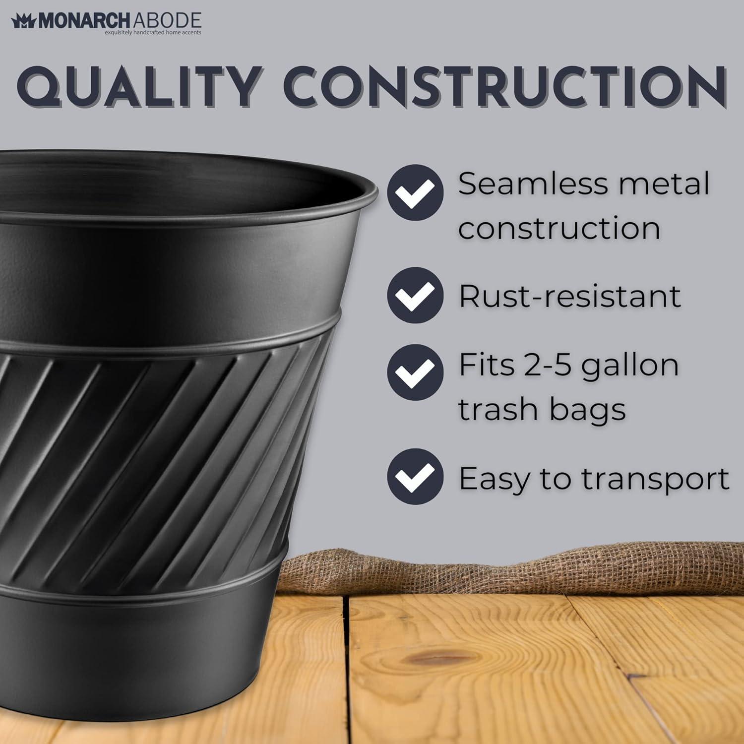 Monarch Abode Geometric Embossed Metal 1.7 Gallon Waste Basket