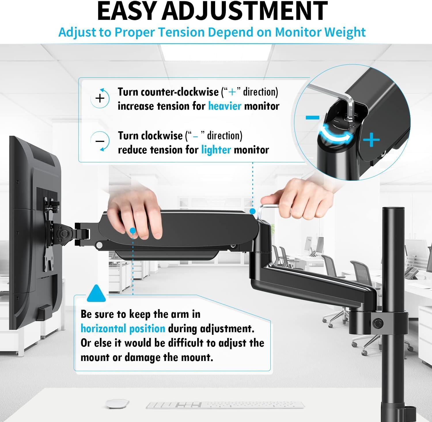 Black Adjustable Single Arm Monitor Desk Mount