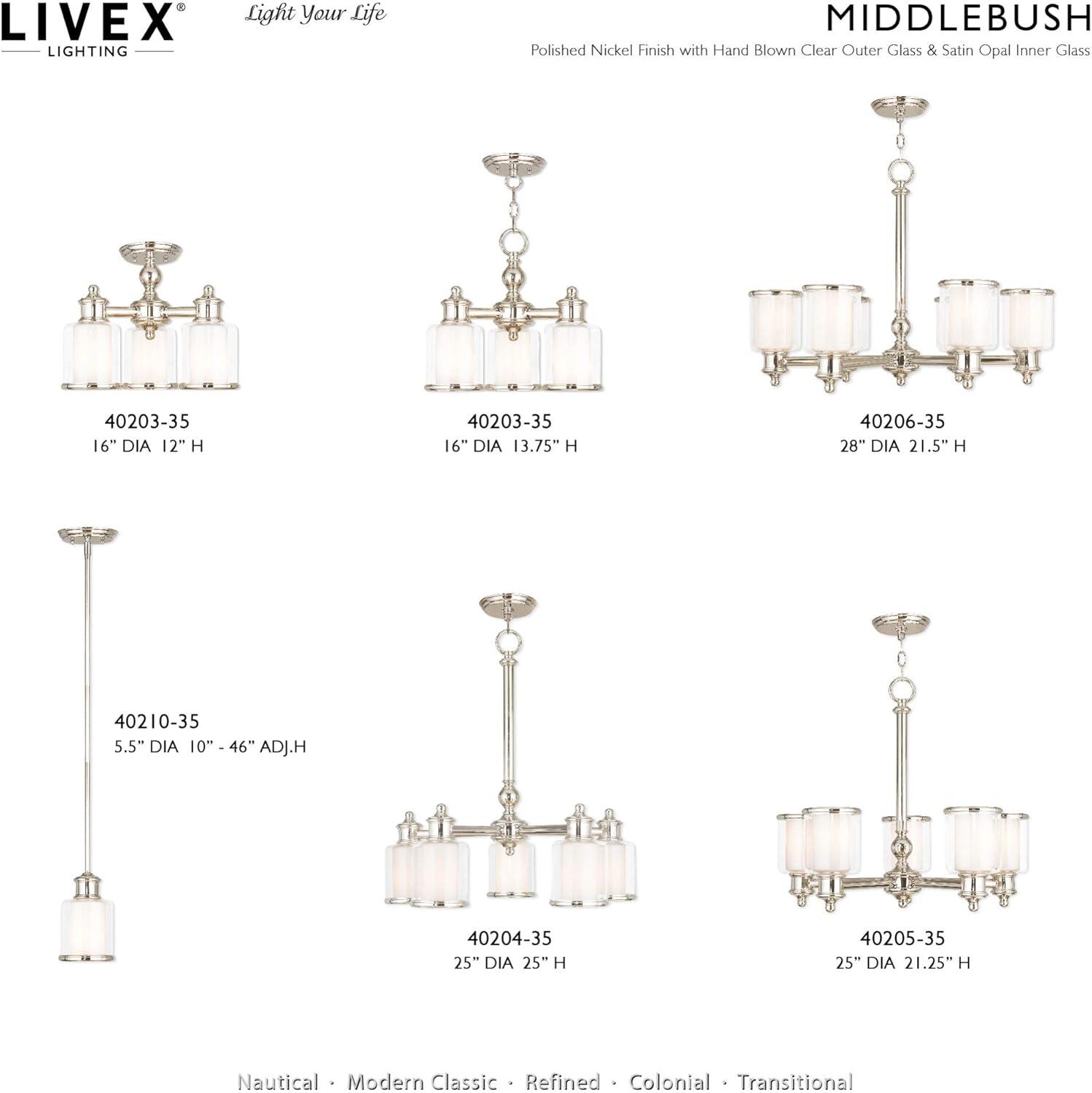 Middlebush 5-Light Polished Nickel Chandelier with Double Glass Shades