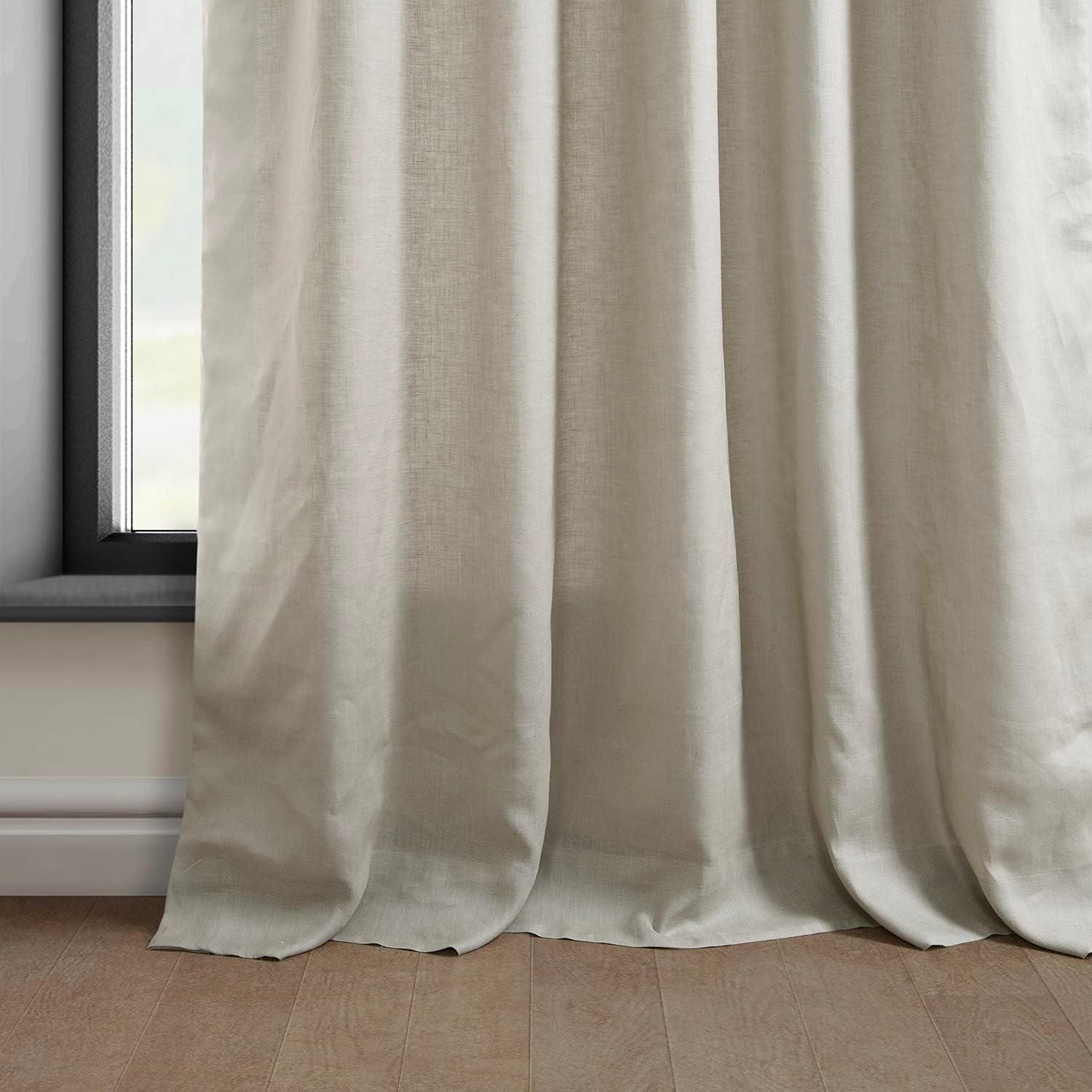 Light Birch 108" Cotton Linen Room-Darkening Curtain Panel