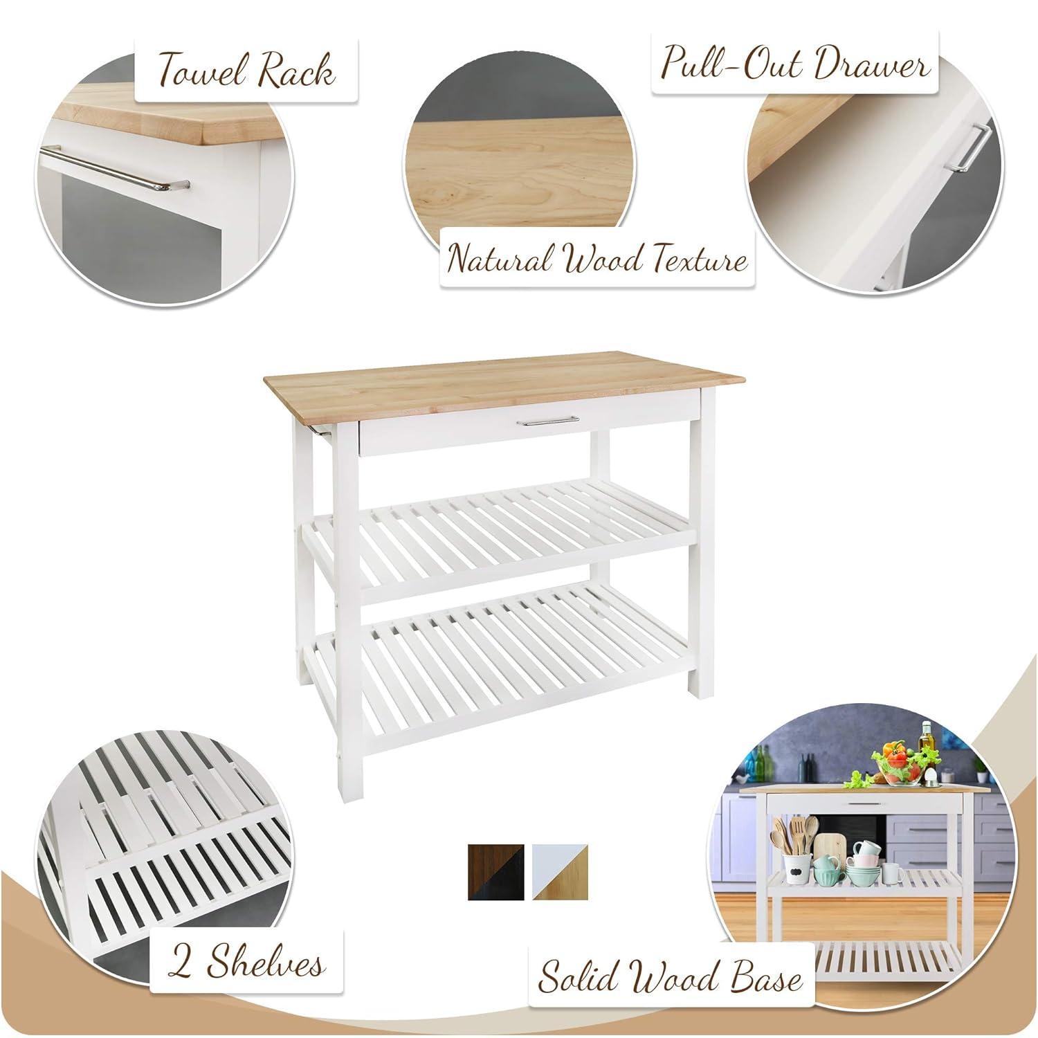 Casual Home Kitchen Island with Solid Wood