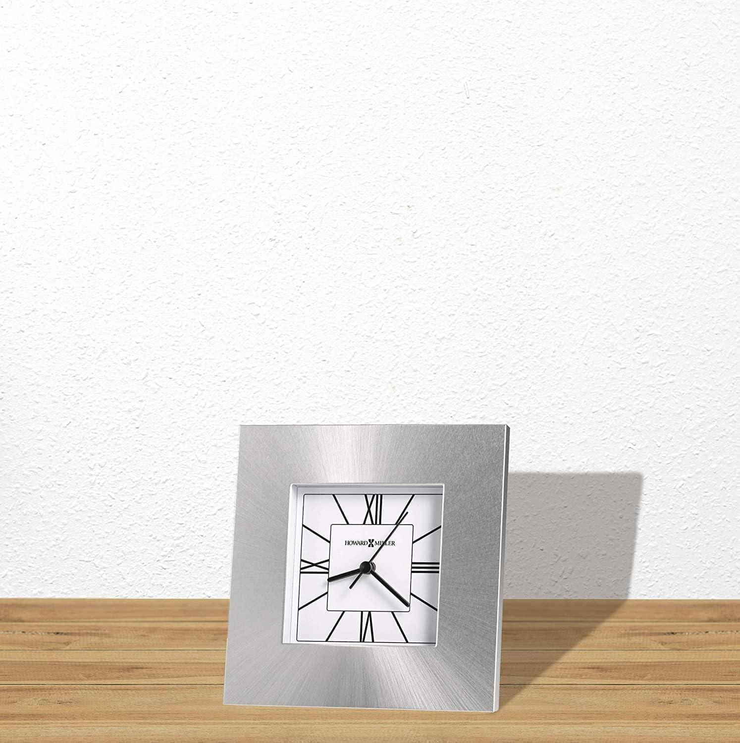 Roman Numeral Metal Quartz Movement / Crystal Tabletop Clock in Aluminum