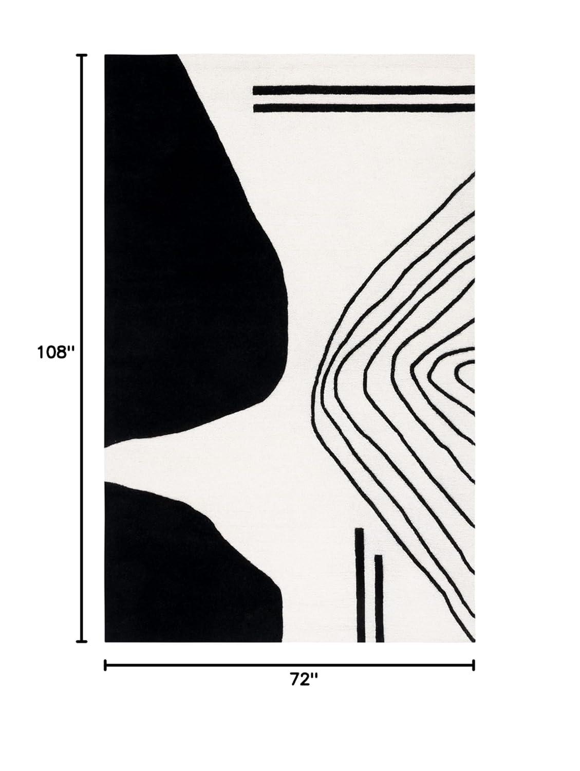 Rodeo Drive RD860 Hand Tufted Indoor Area Rug - 6'x9' - Ivory/Black - Safavieh