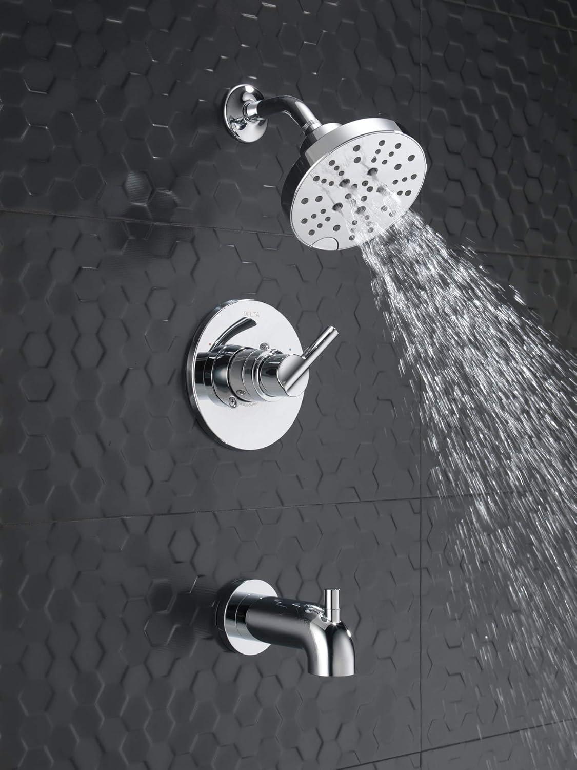 Chrome Wall Mounted Tub and Shower Faucet Set